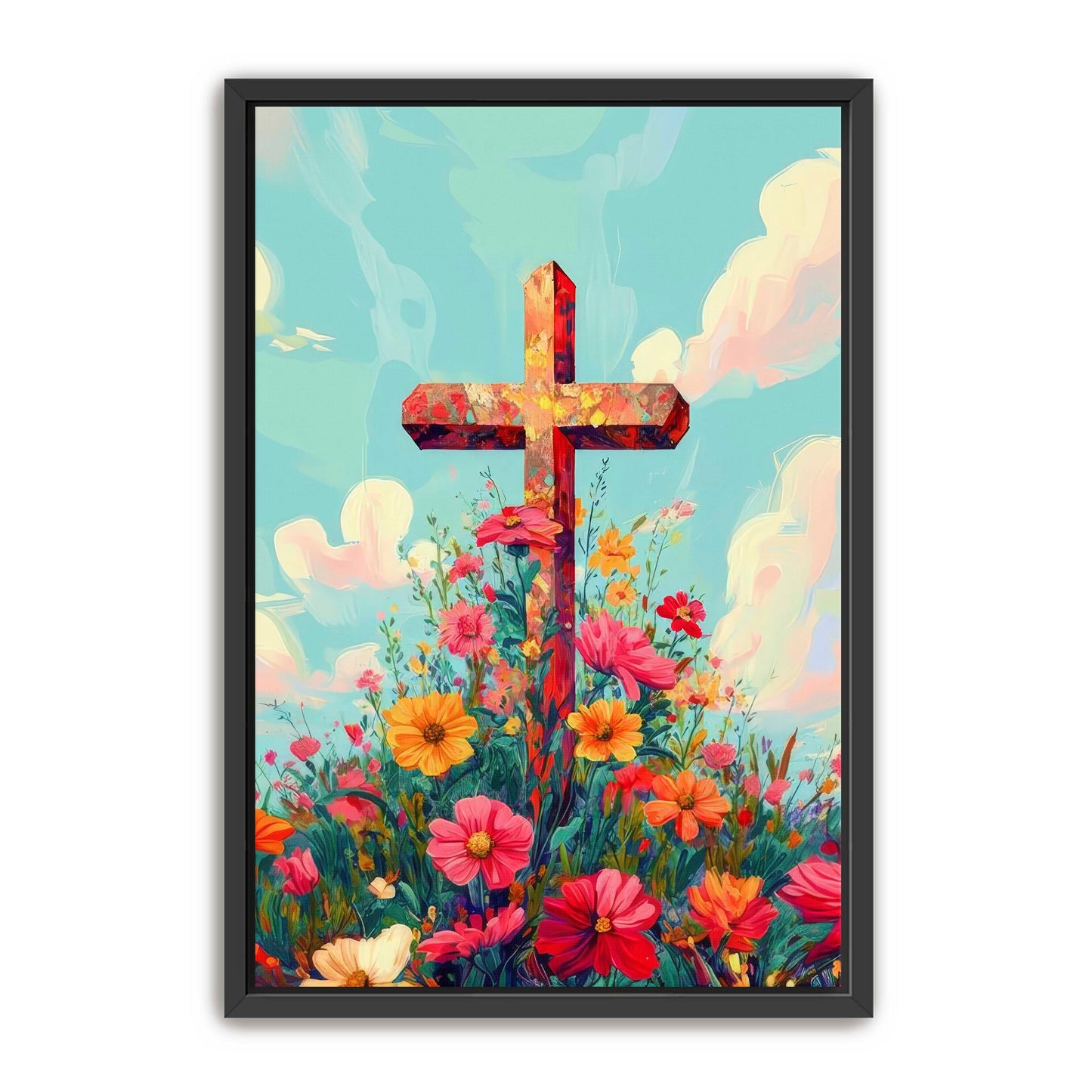 Cross with Pretty Flowers