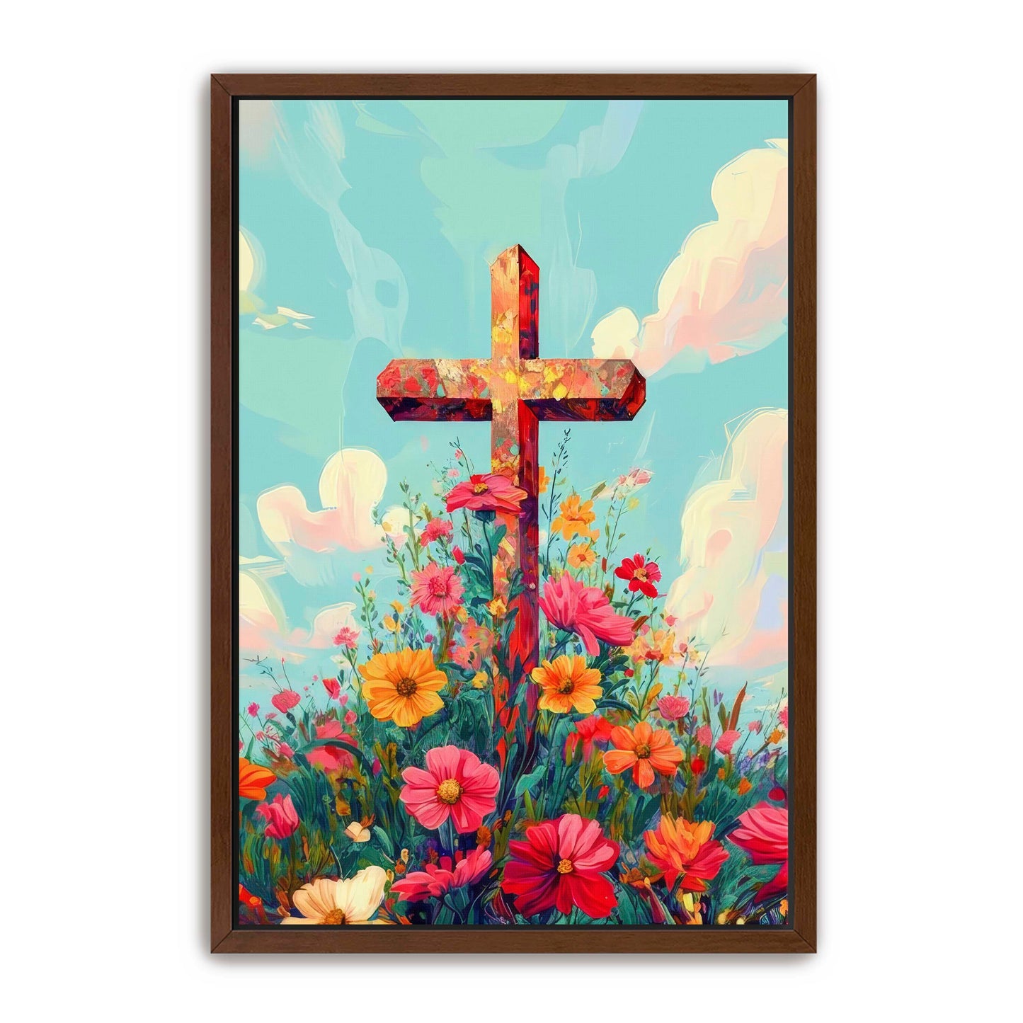 Cross with Pretty Flowers