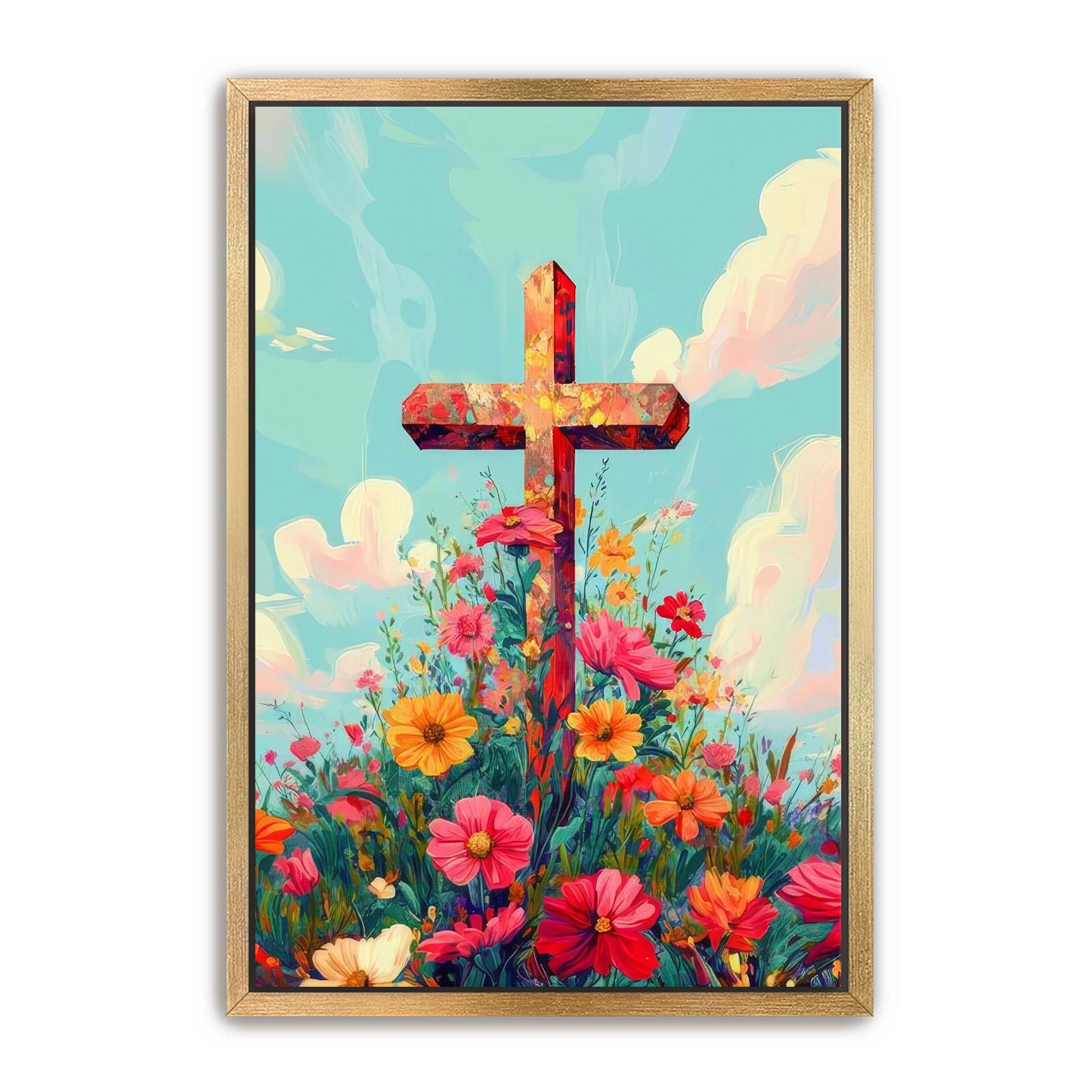 Cross with Pretty Flowers