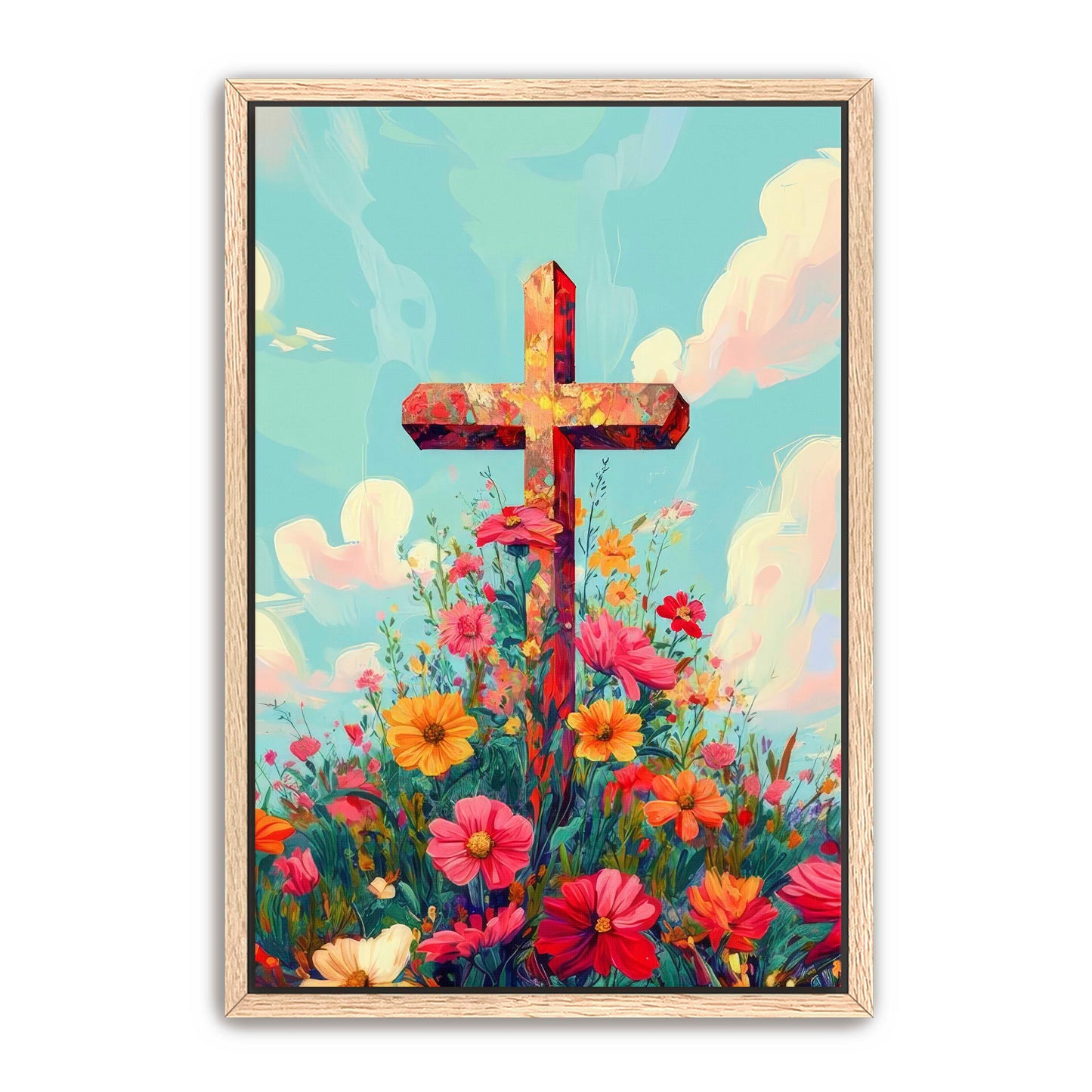 Cross with Pretty Flowers