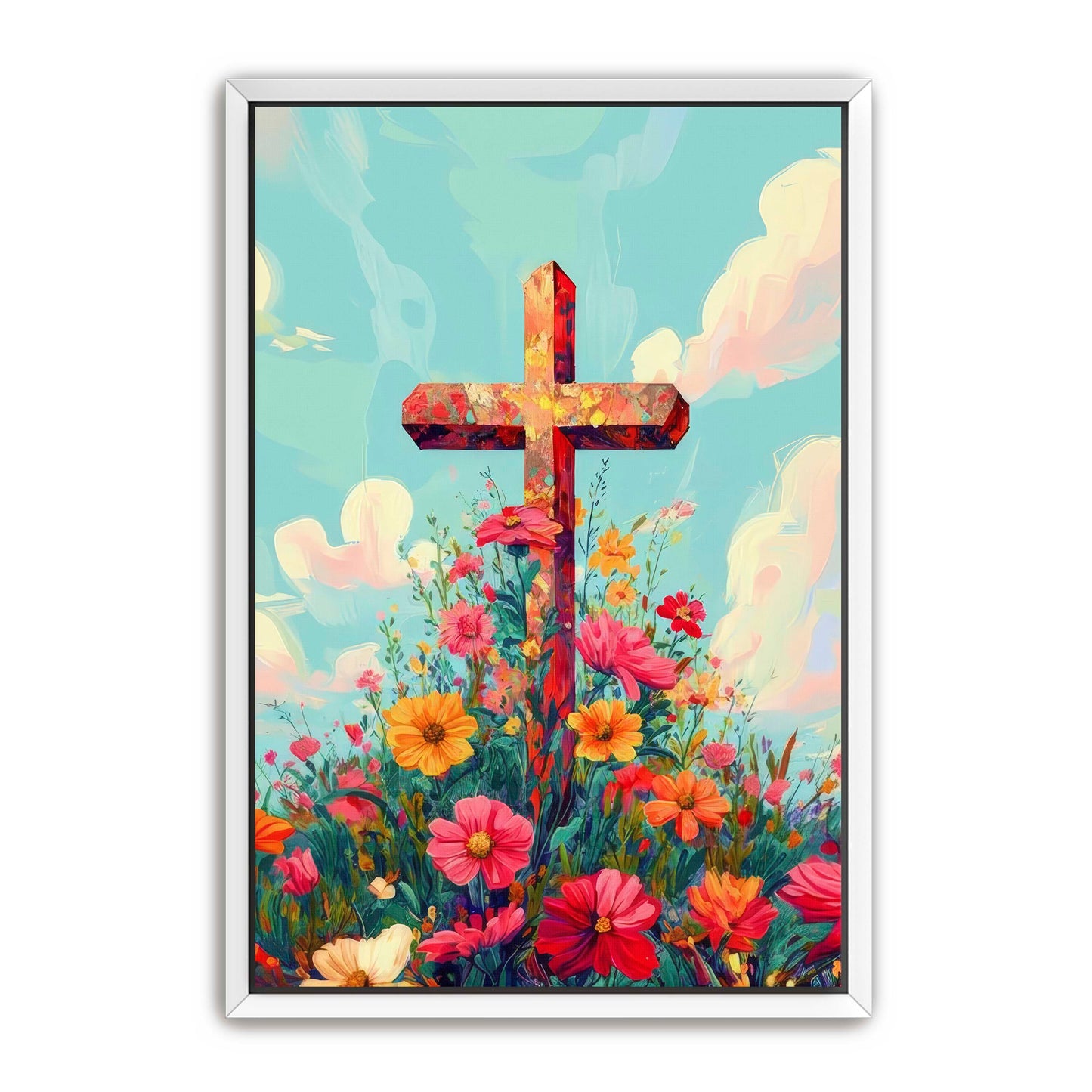 Cross with Pretty Flowers