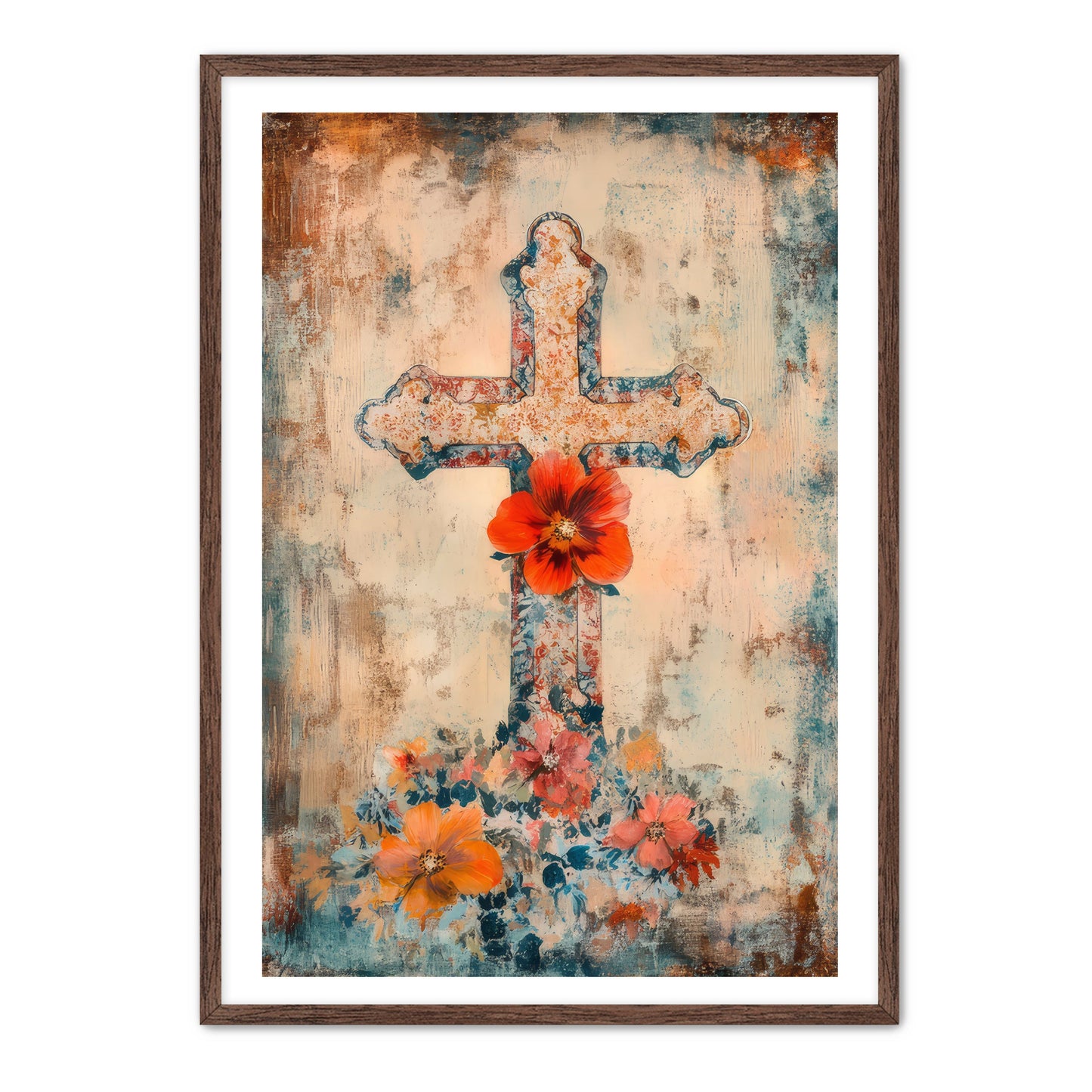 Cross with Red Flower