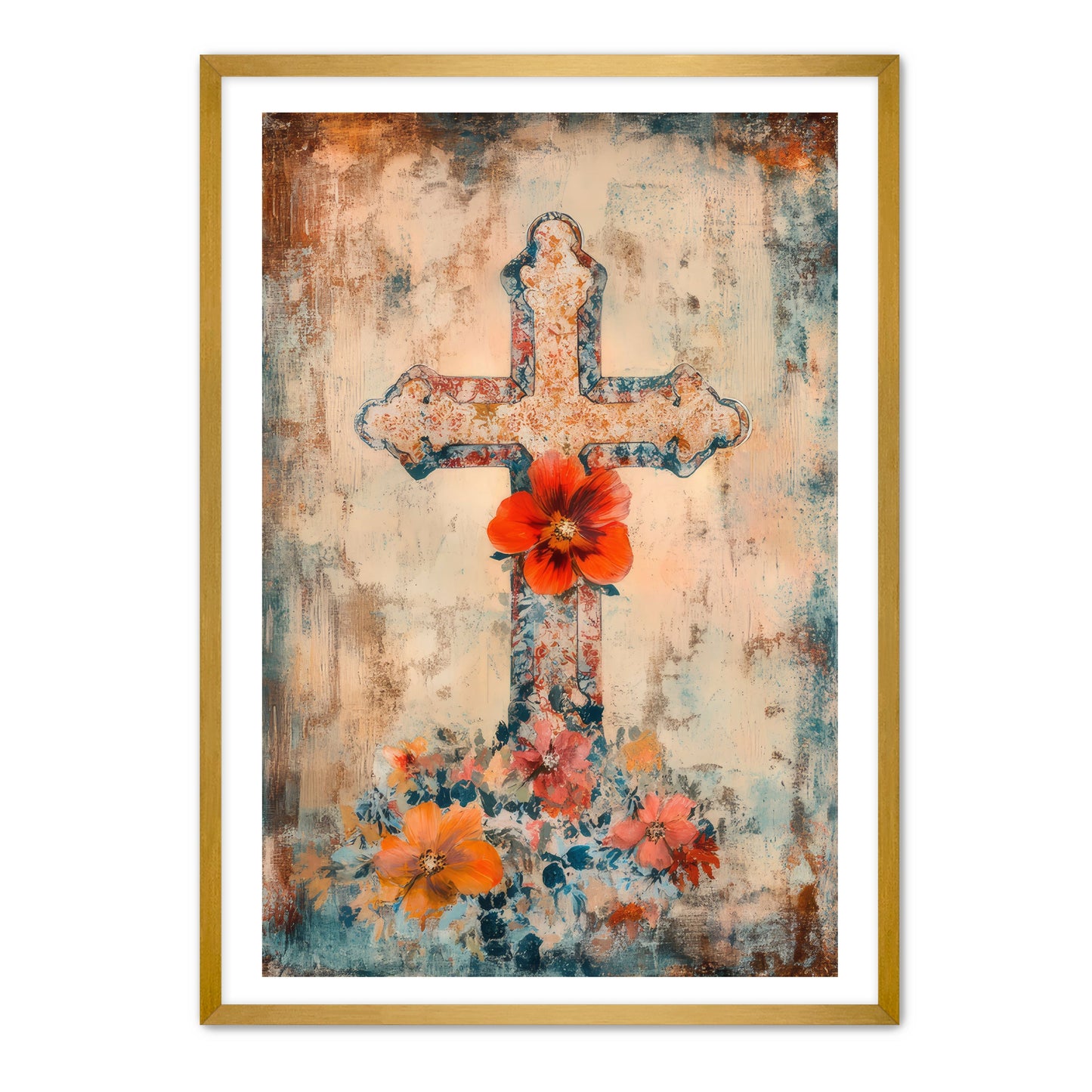 Cross with Red Flower