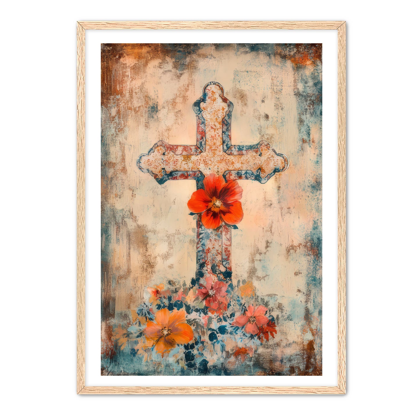 Cross with Red Flower