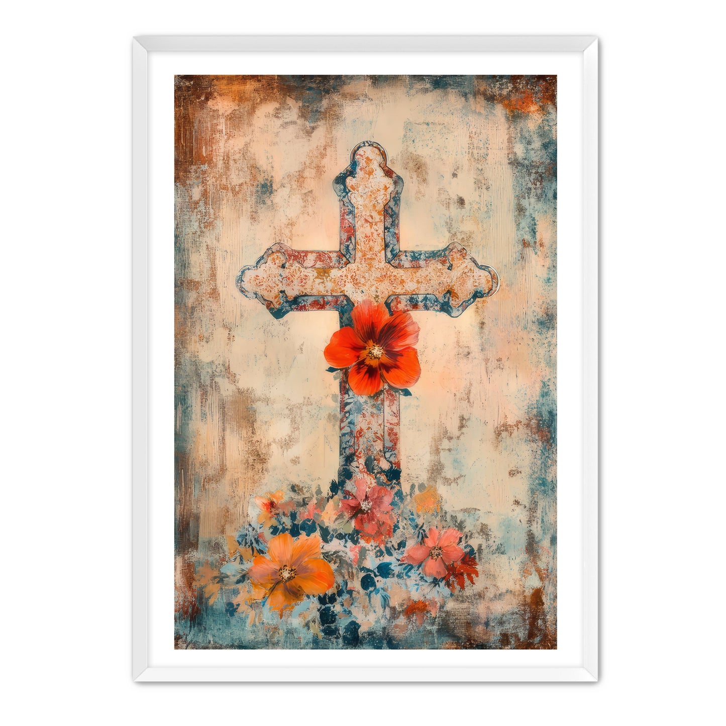 Cross with Red Flower