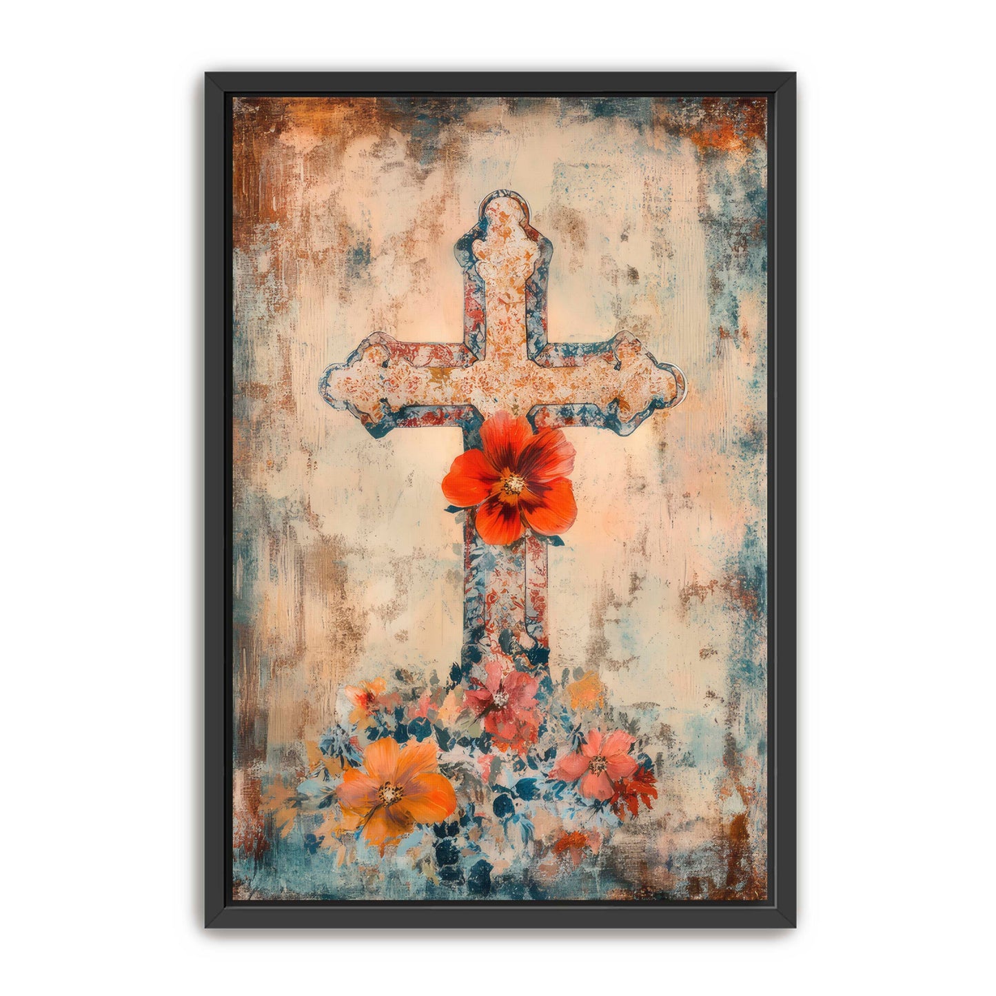 Cross with Red Flower