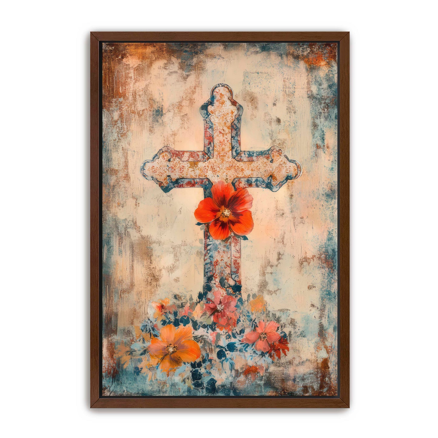 Cross with Red Flower