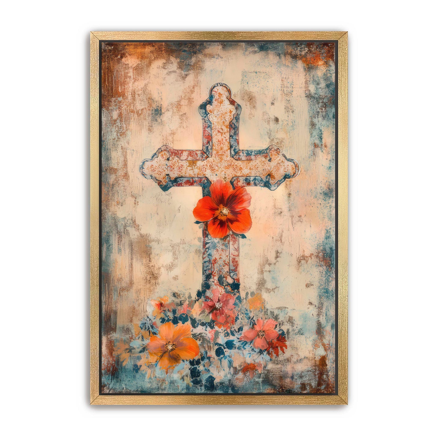 Cross with Red Flower