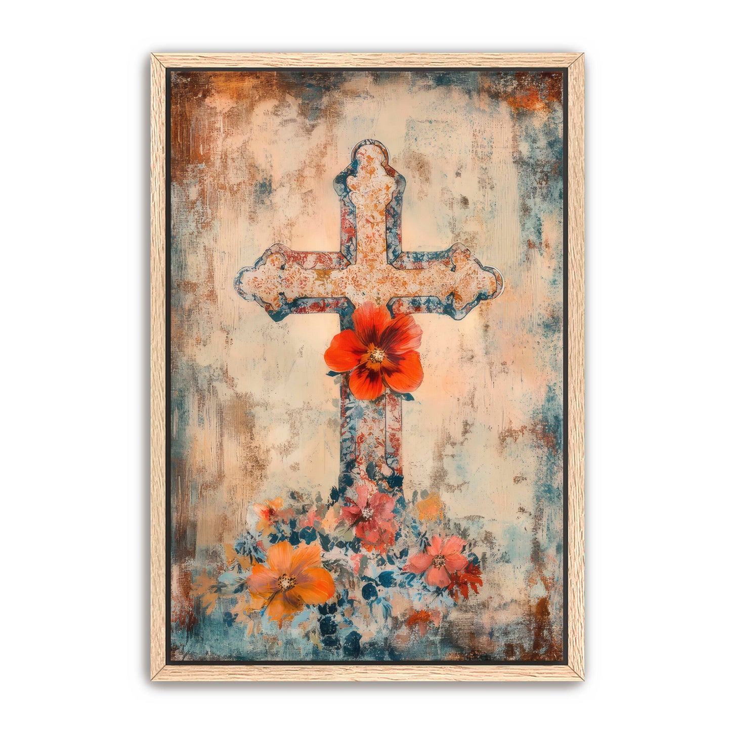 Cross with Red Flower