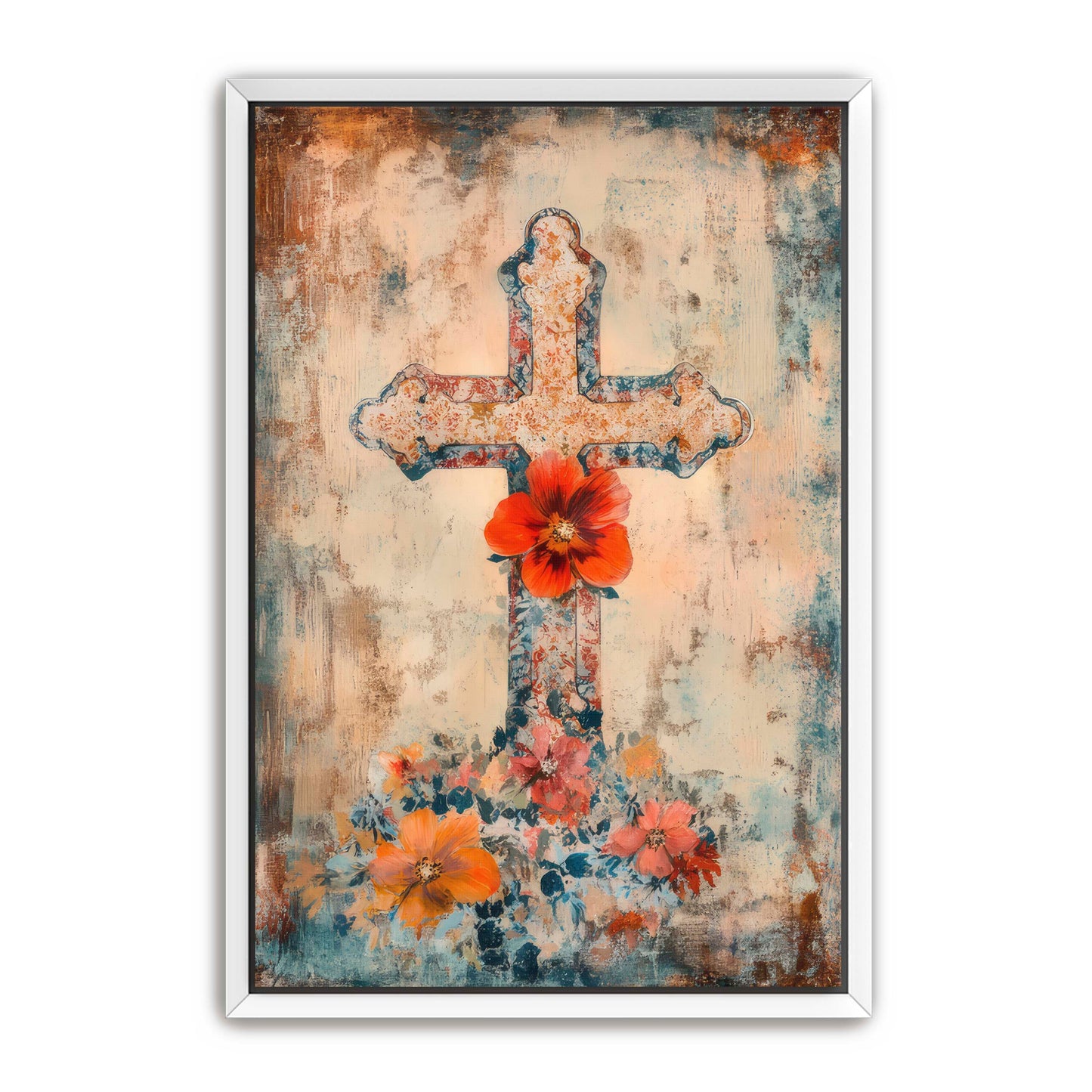 Cross with Red Flower
