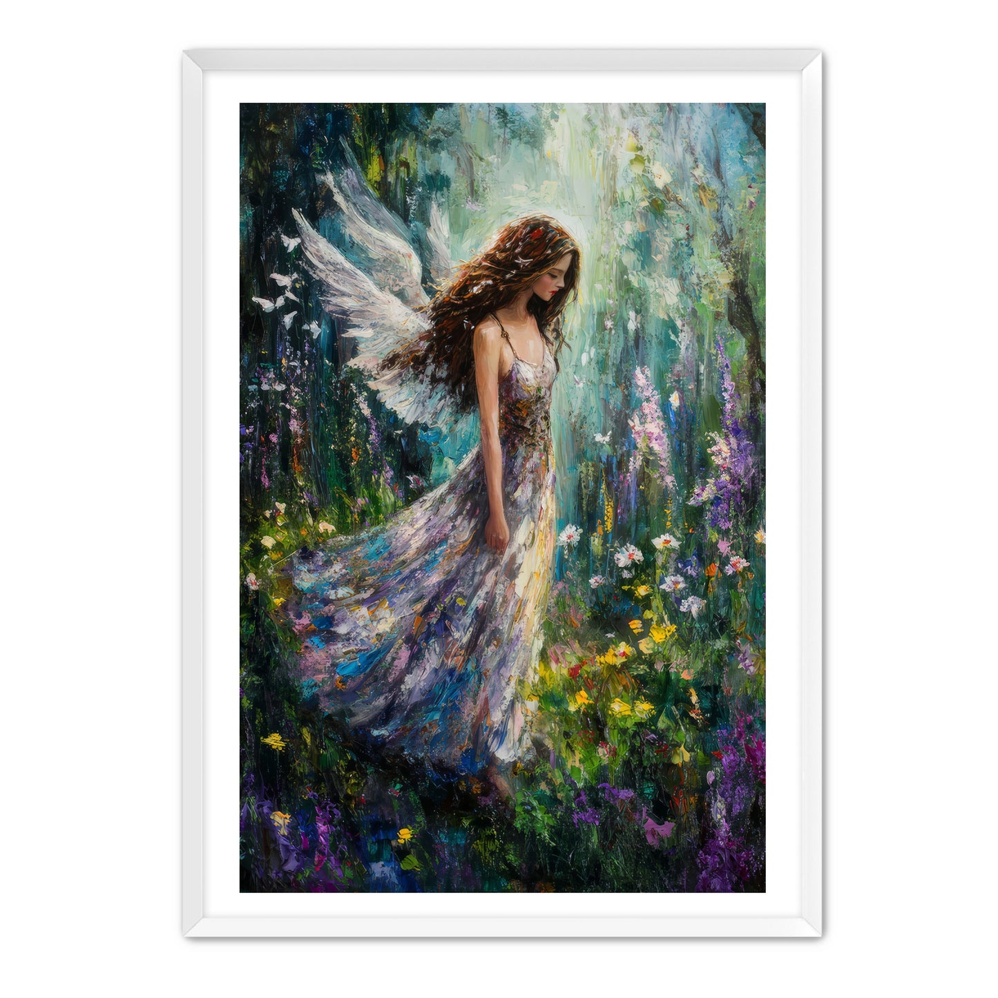 Flowers Meadow Angel Painting