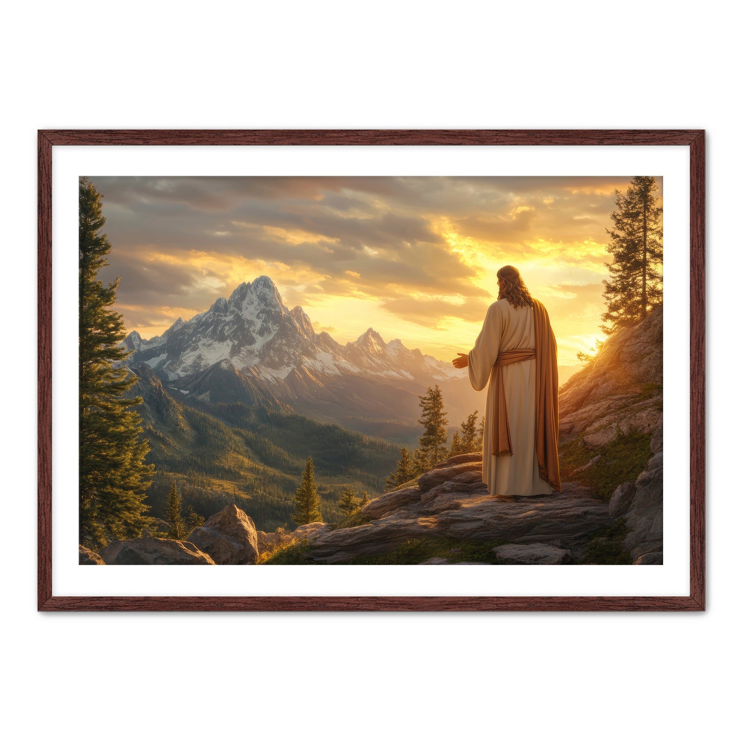 Jesus Overlooking Mountains