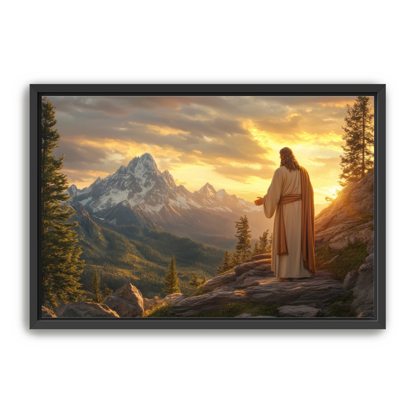 Jesus Overlooking Mountains