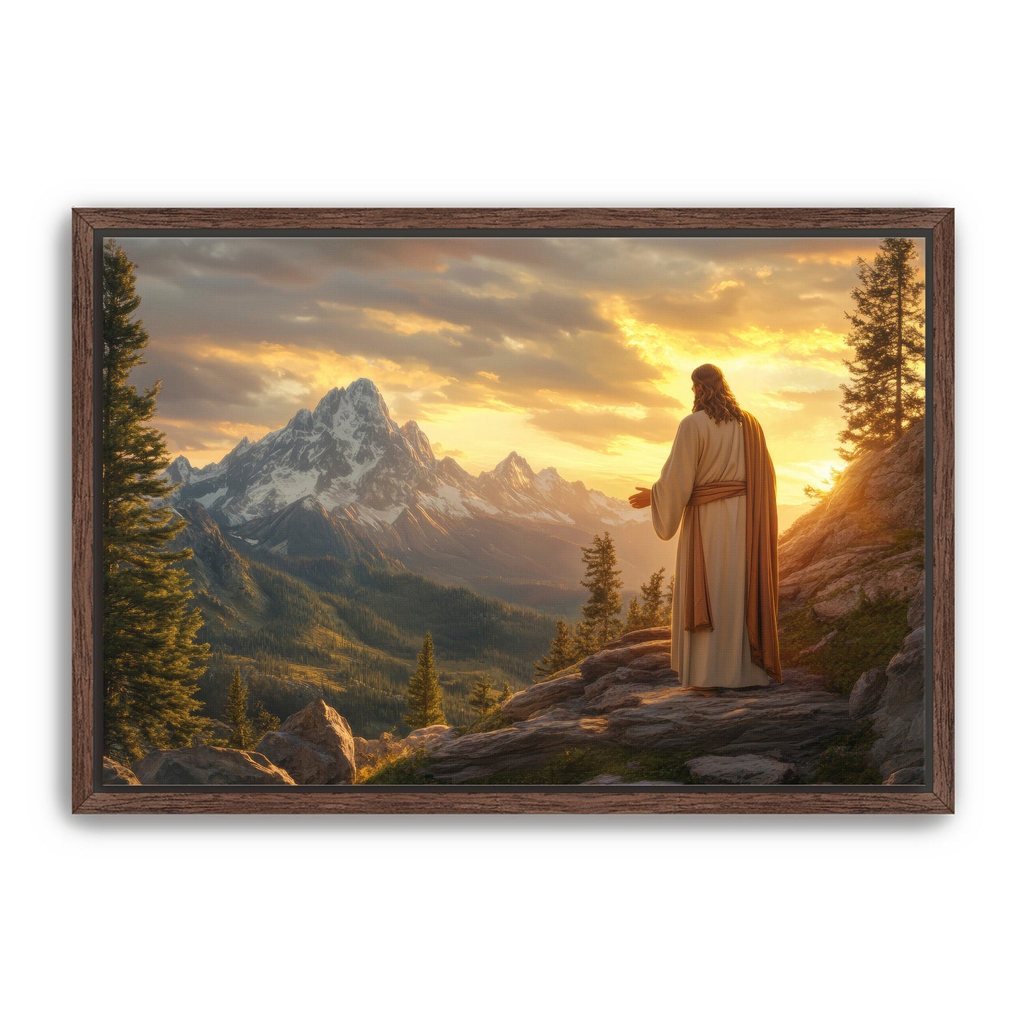 Jesus Overlooking Mountains