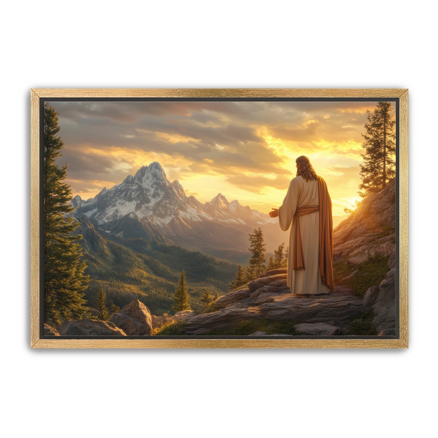 Jesus Overlooking Mountains