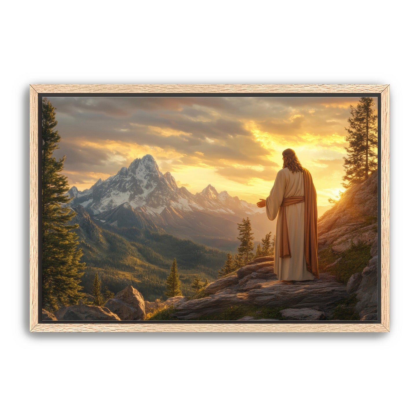 Jesus Overlooking Mountains