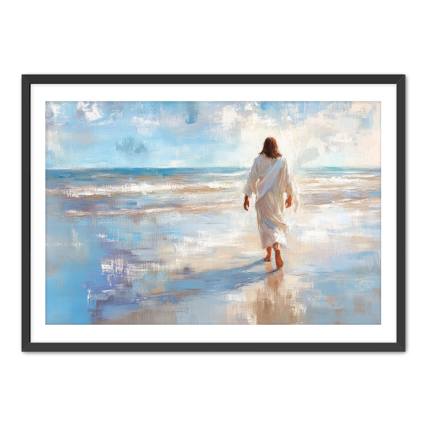 Jesus Walking Alone on Beach