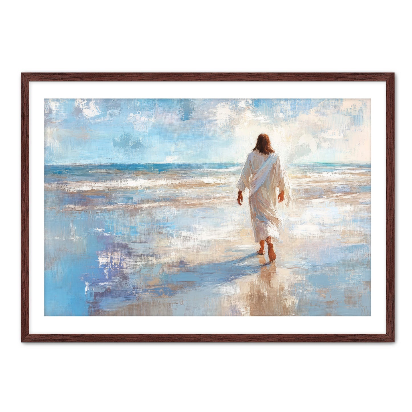 Jesus Walking Alone on Beach