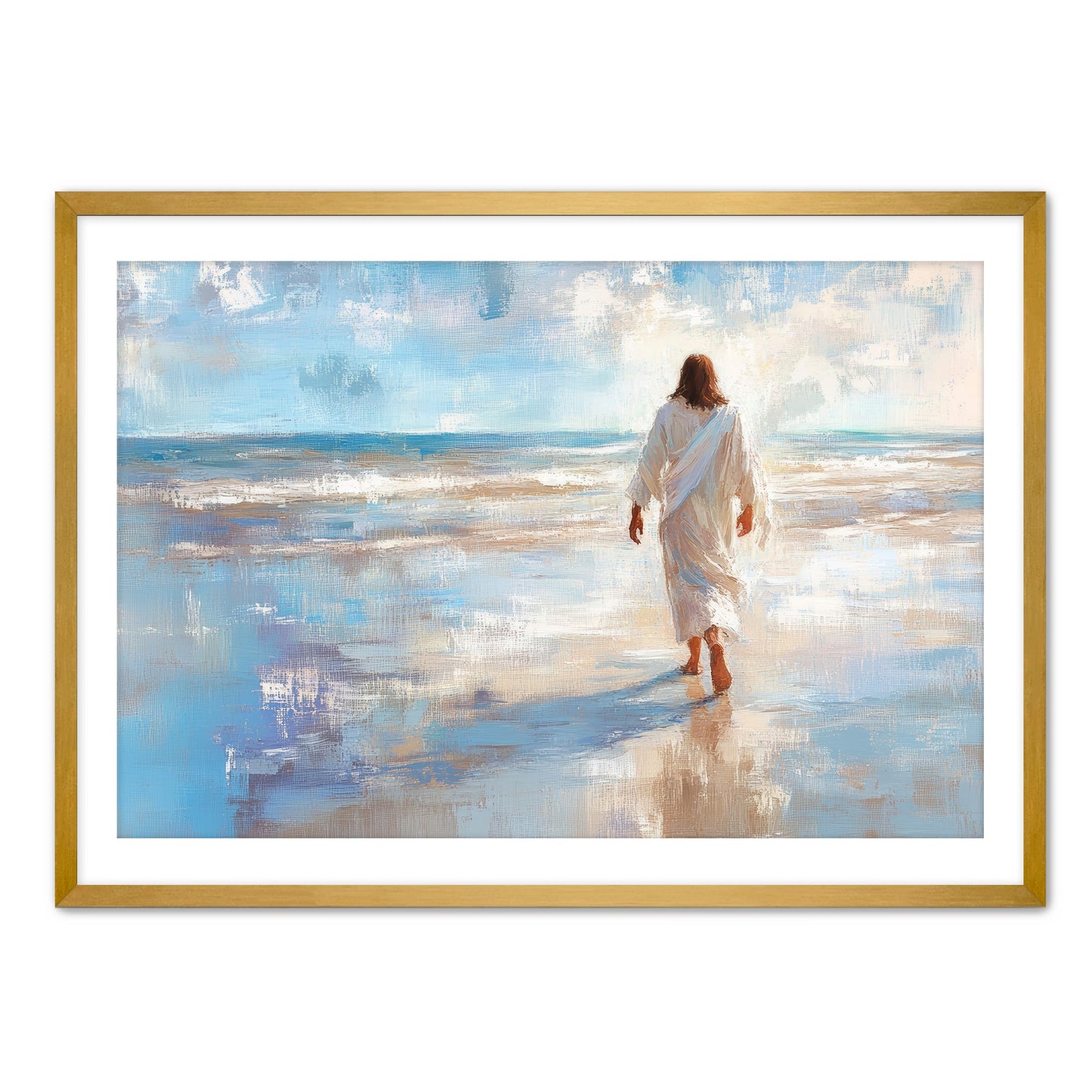 Jesus Walking Alone on Beach