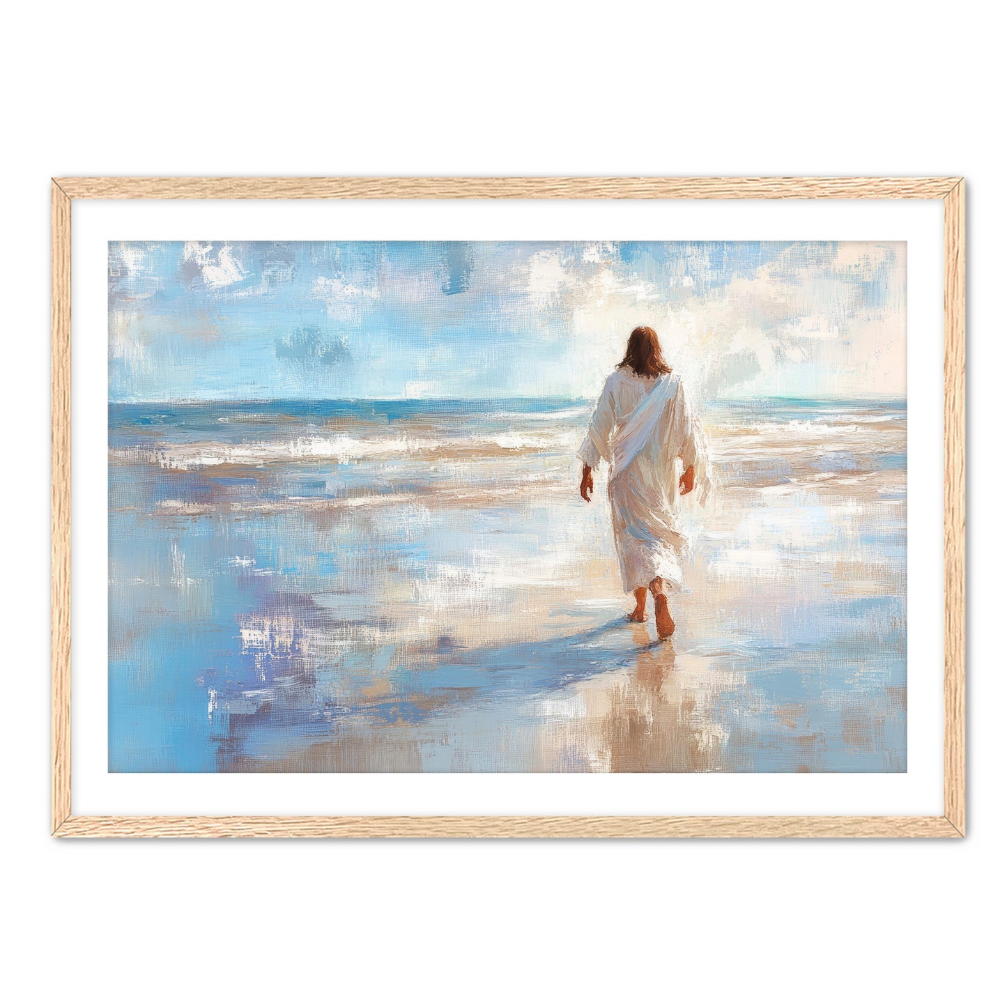 Jesus Walking Alone on Beach