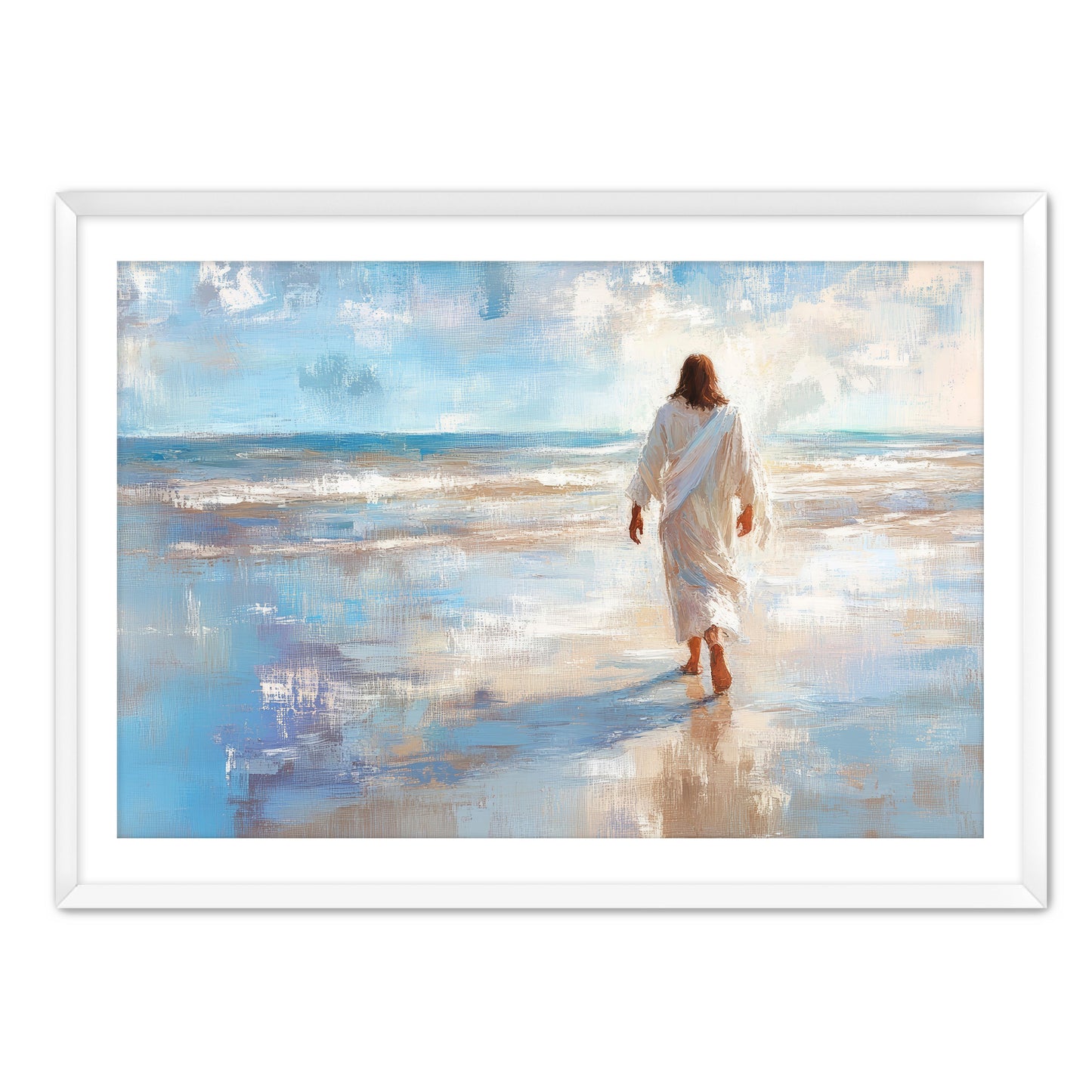Jesus Walking Alone on Beach
