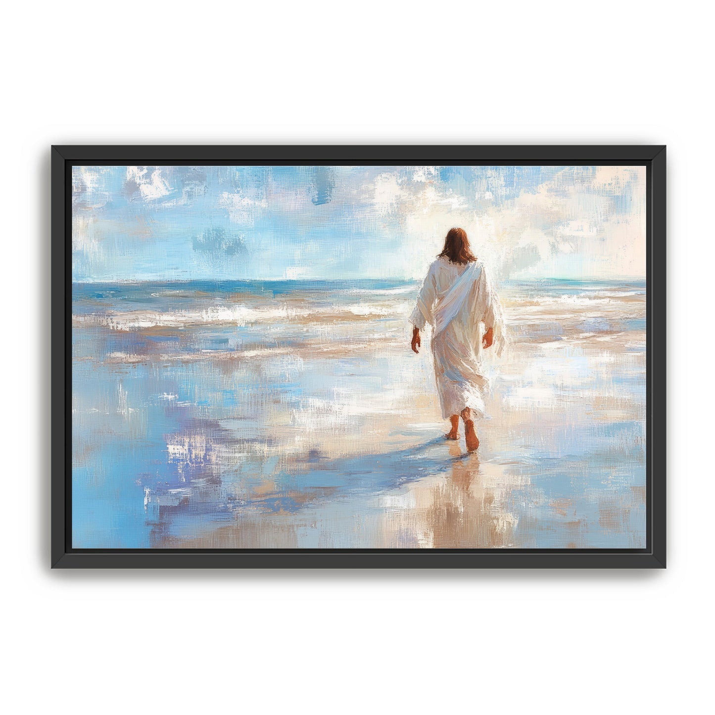 Jesus Walking Alone on Beach