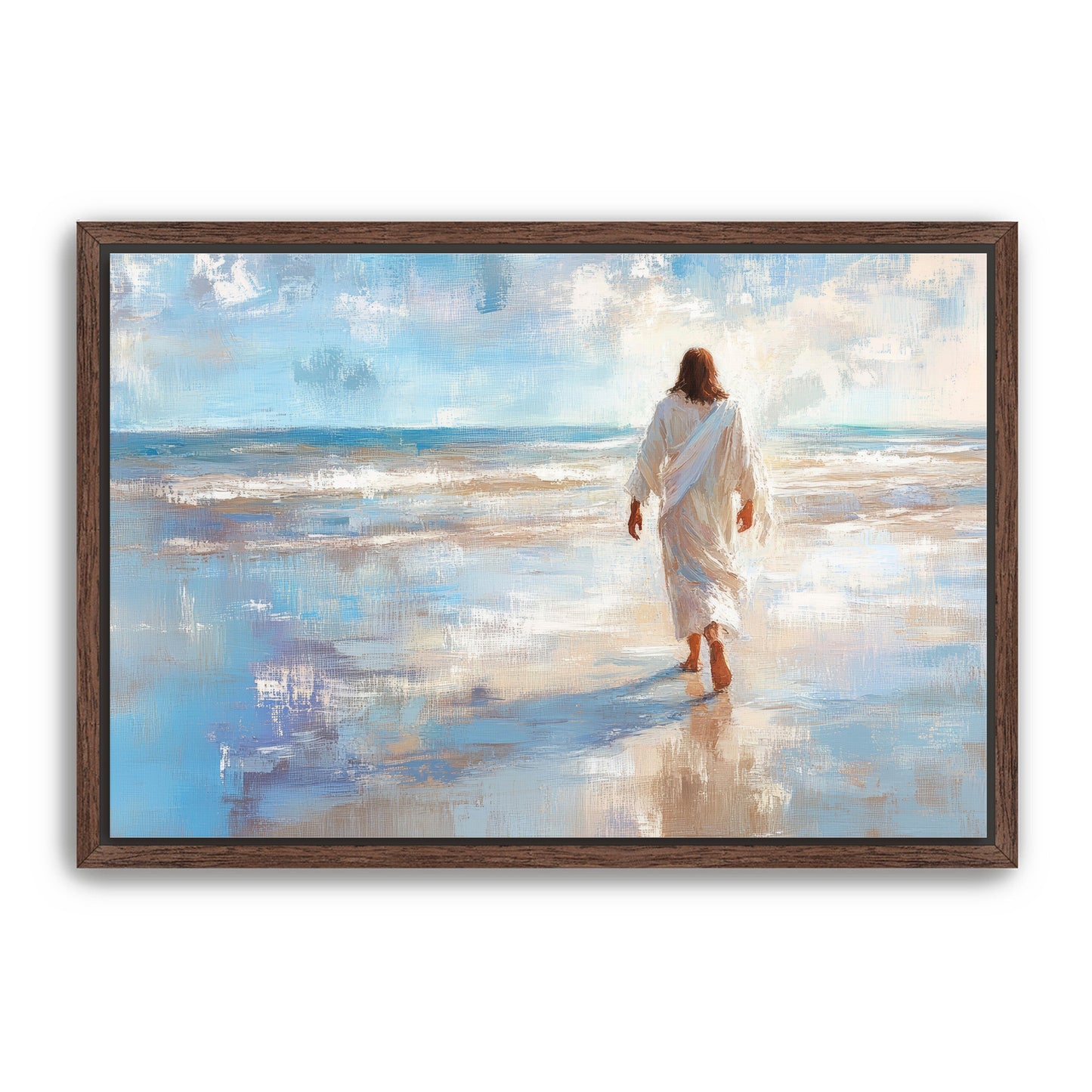 Jesus Walking Alone on Beach