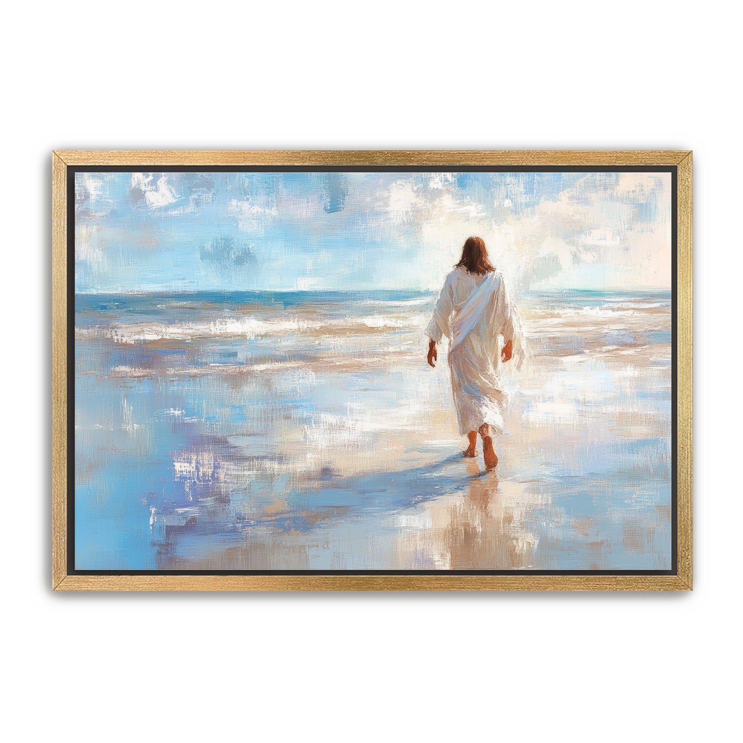Jesus Walking Alone on Beach