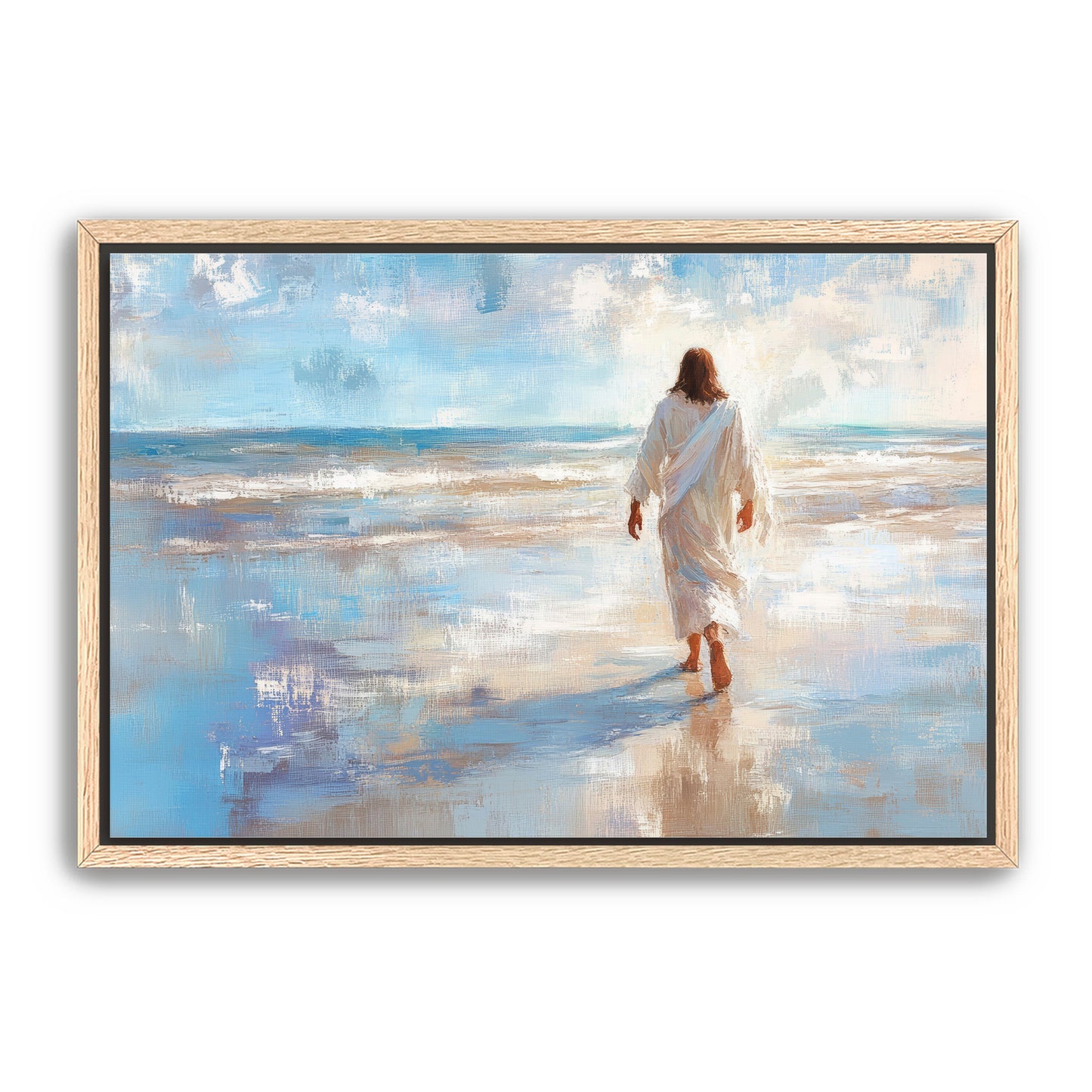 Jesus Walking Alone on Beach