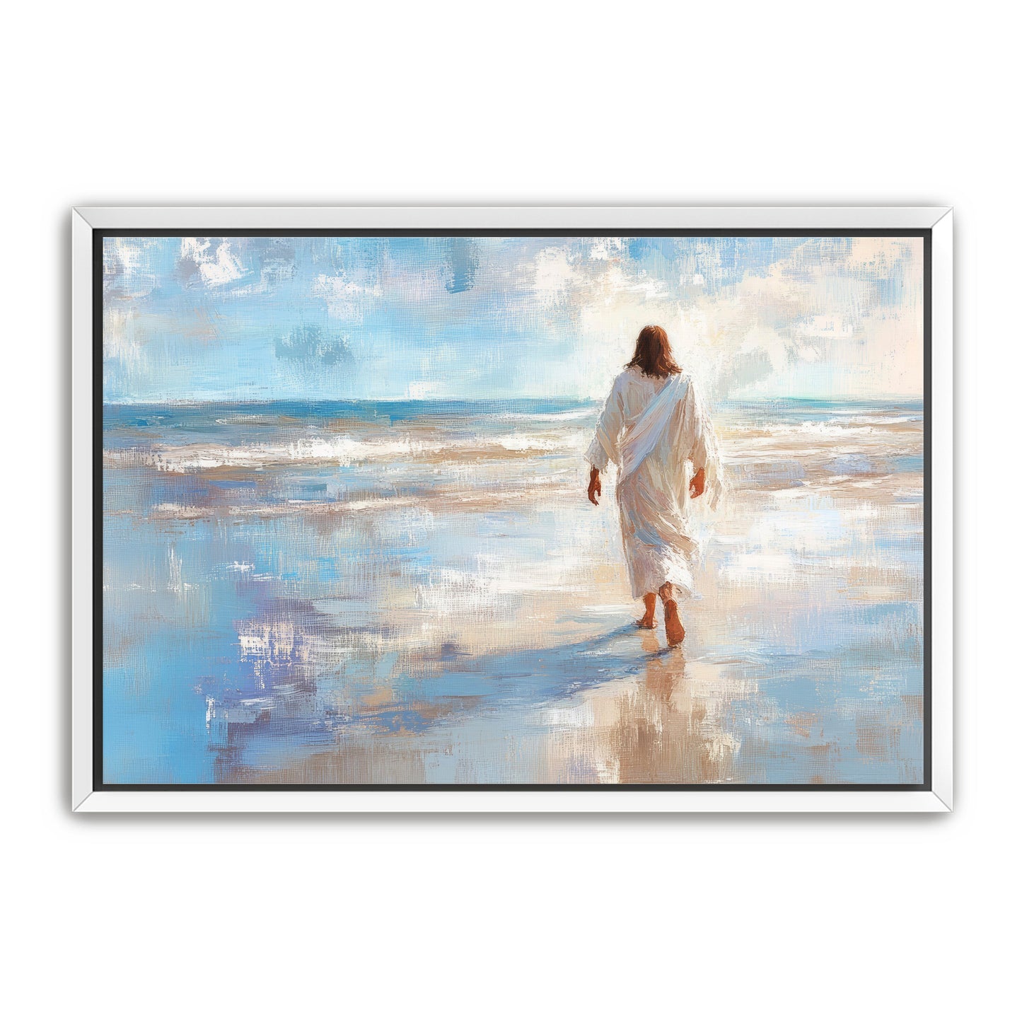 Jesus Walking Alone on Beach