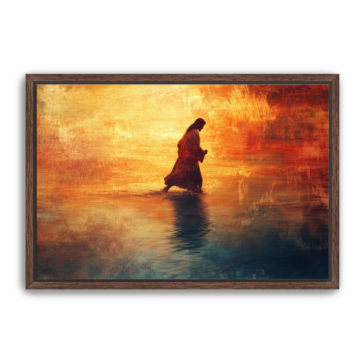 Jesus Walking on Water Painting Orange