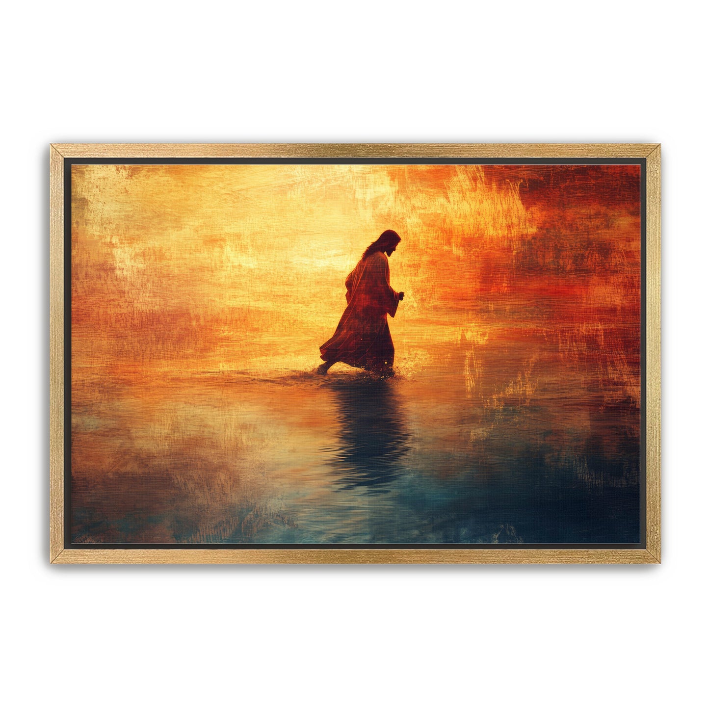Jesus Walking on Water Painting Orange