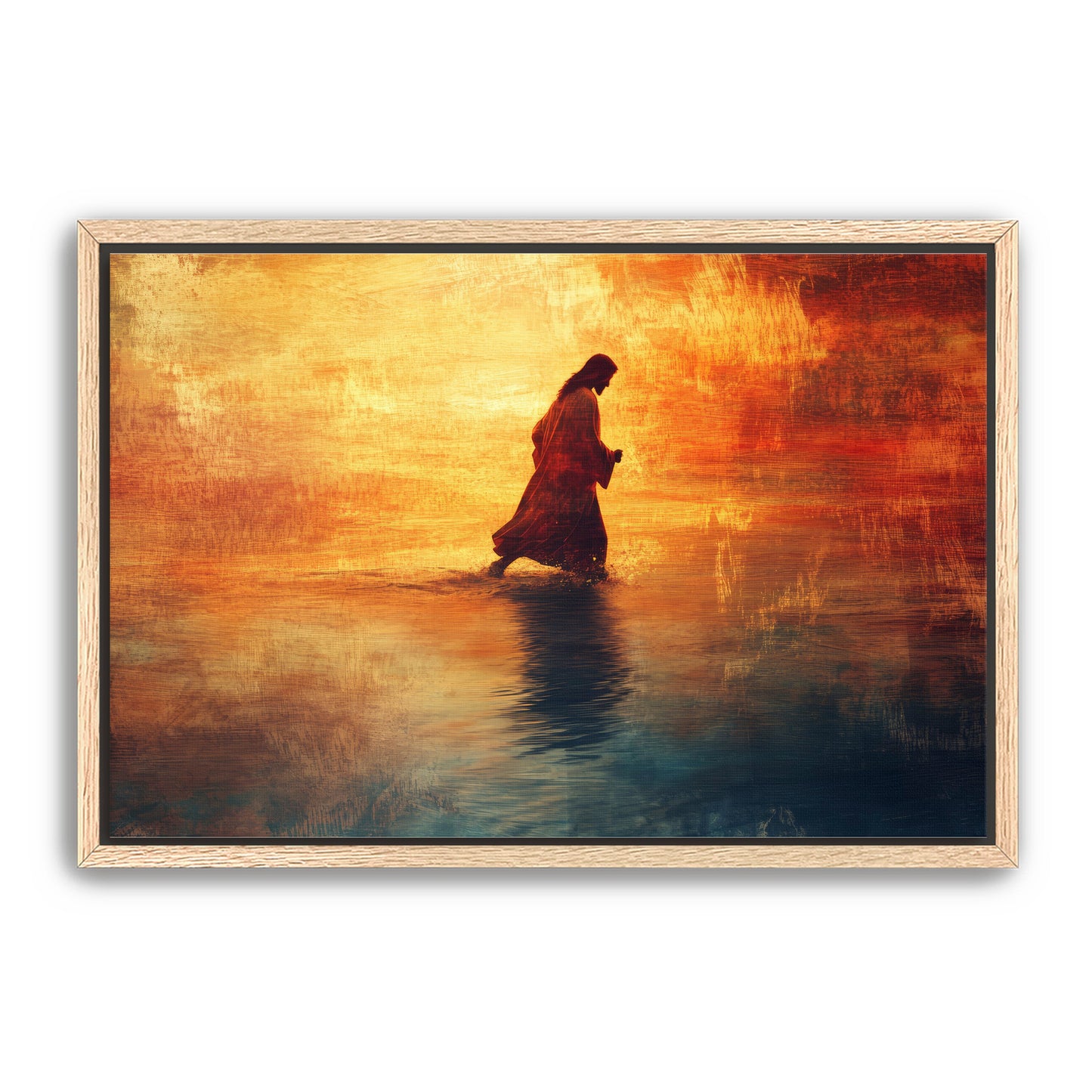 Jesus Walking on Water Painting Orange