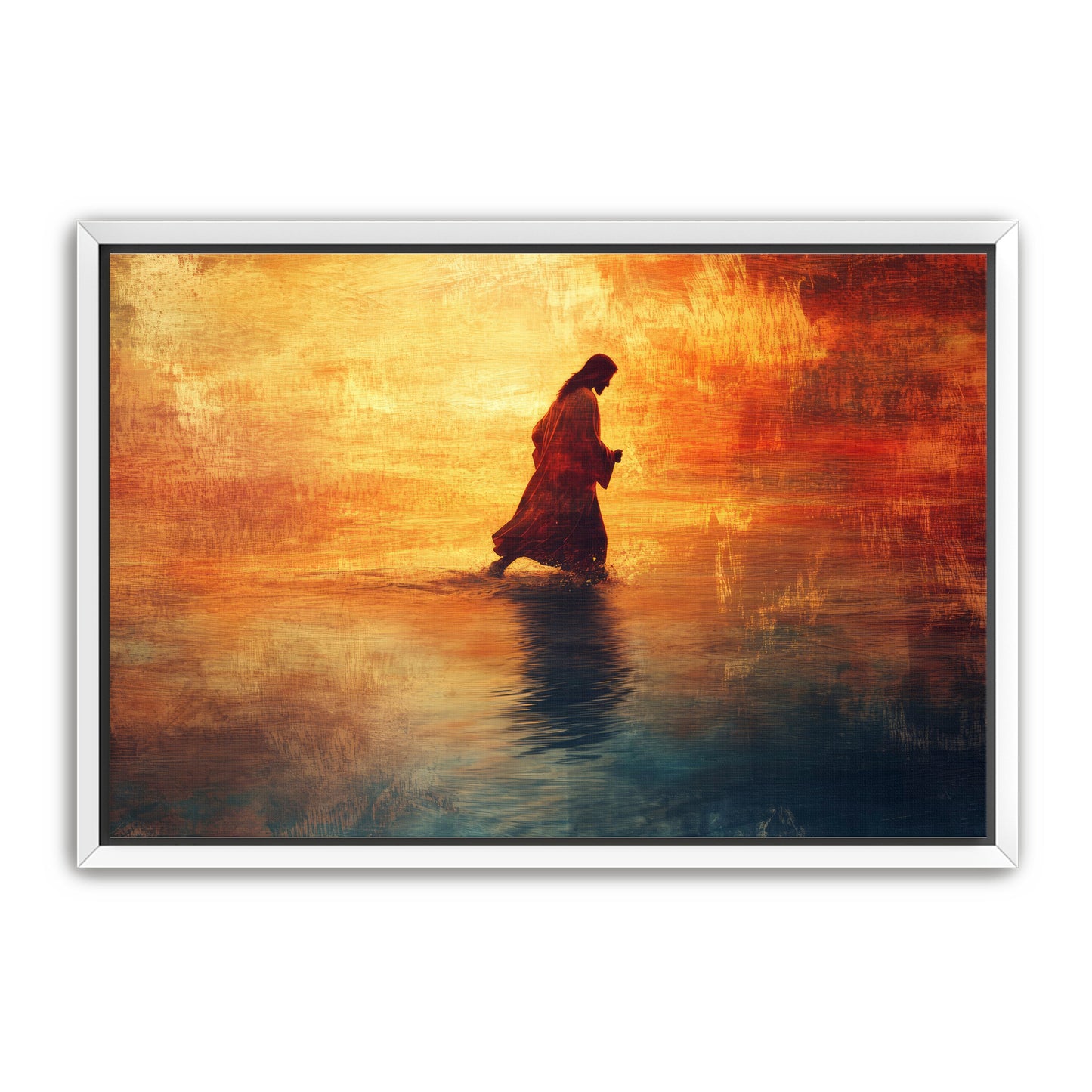 Jesus Walking on Water Painting Orange