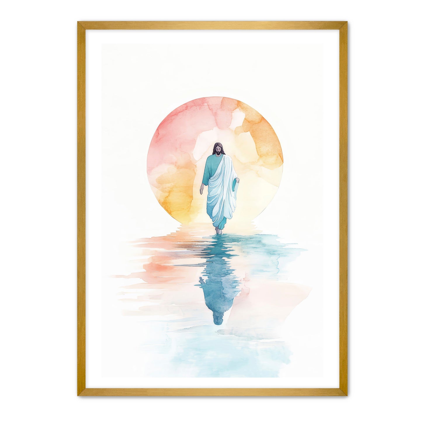 Jesus Walking on Water Watercolor