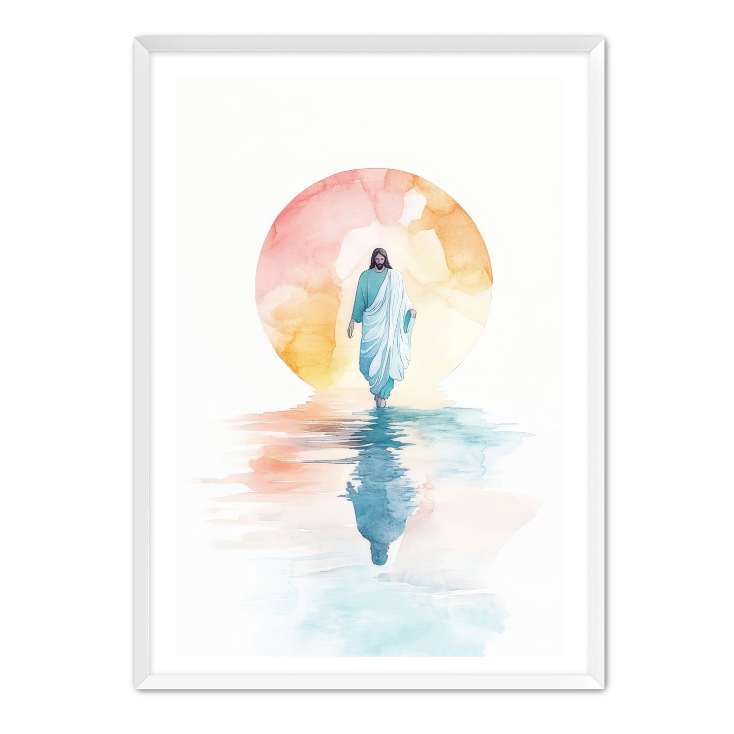 Jesus Walking on Water Watercolor