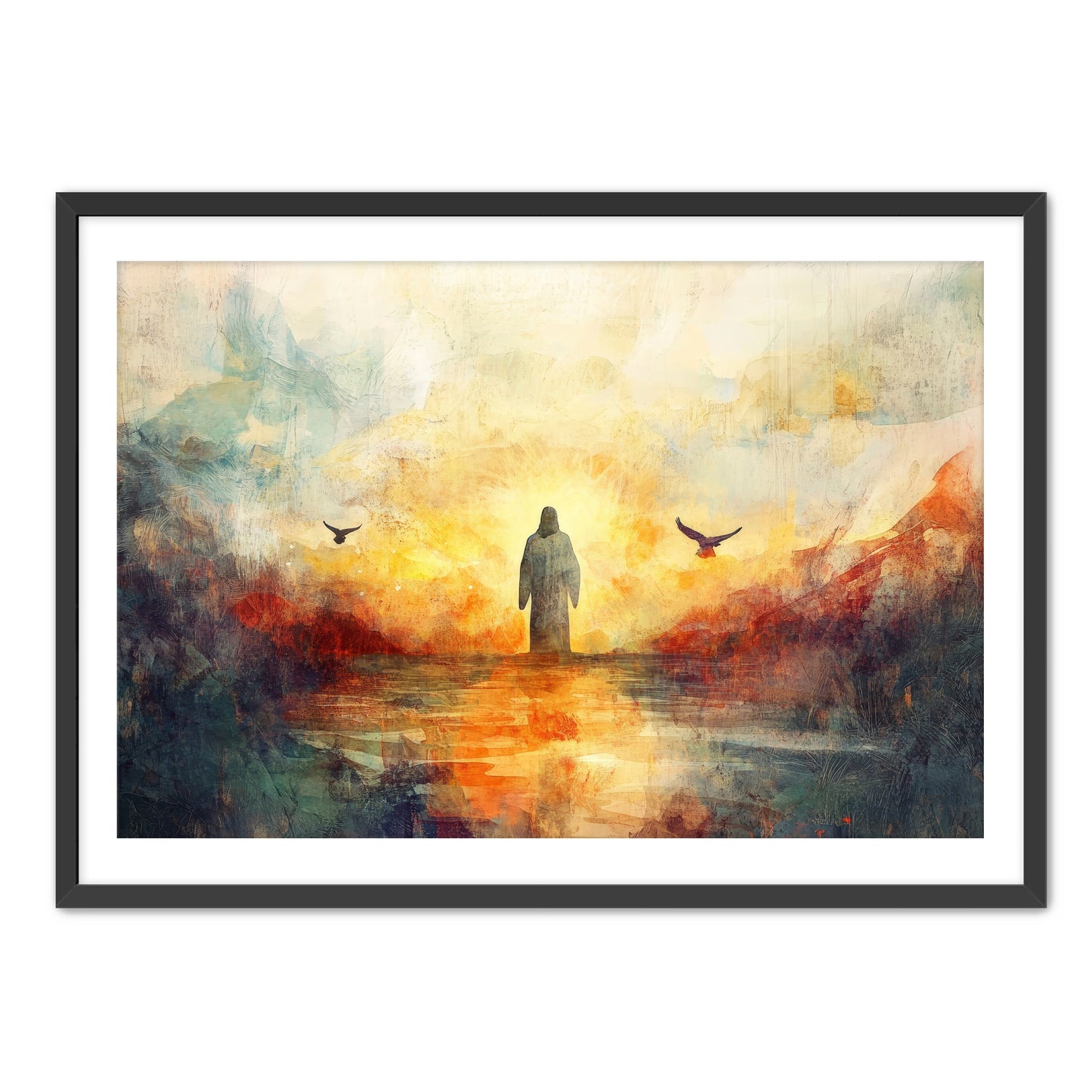Jesus Water Color with Birds