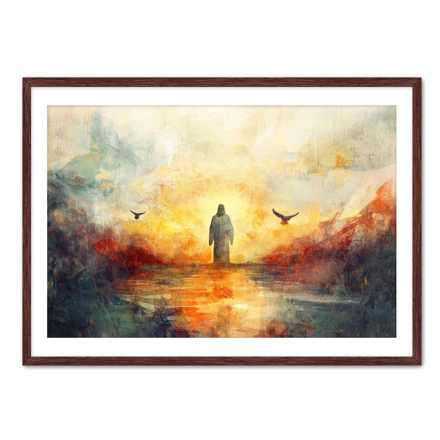 Jesus Water Color with Birds
