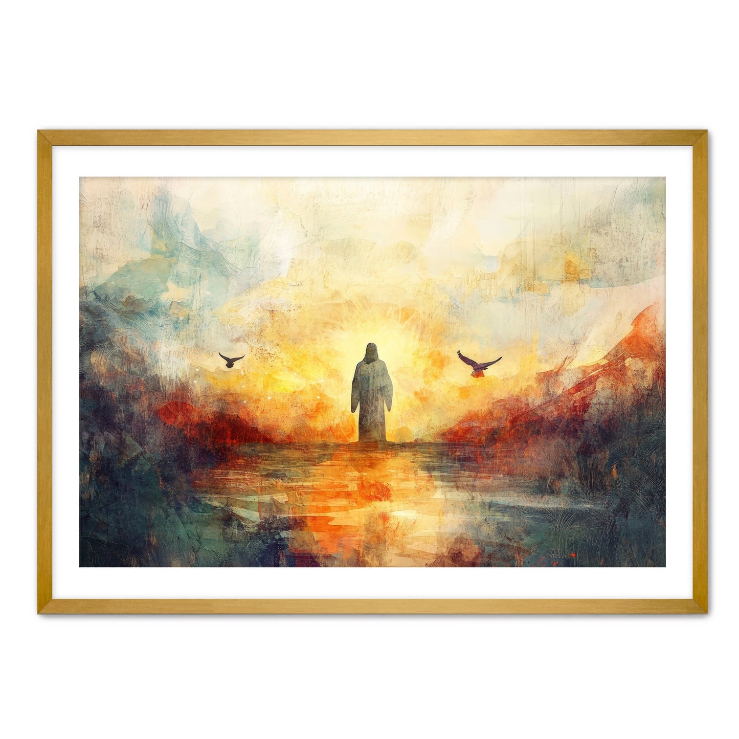 Jesus Water Color with Birds