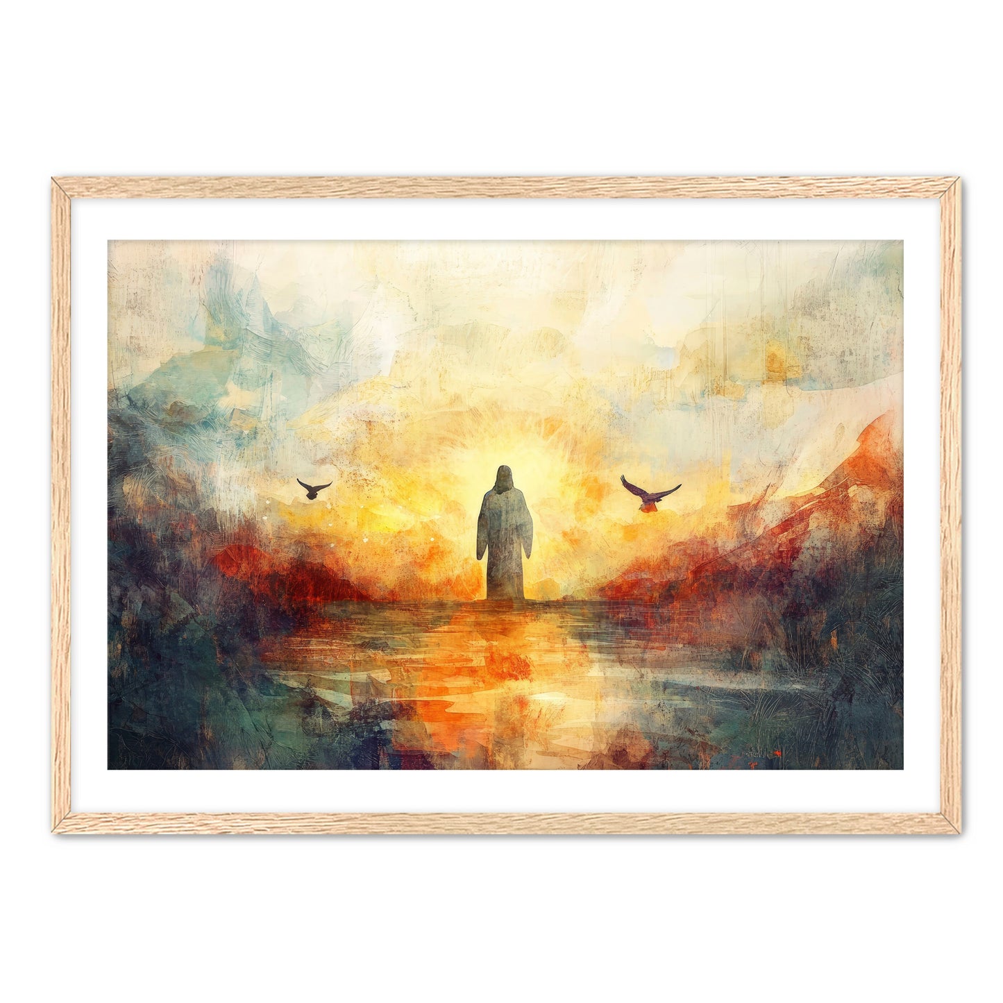 Jesus Water Color with Birds