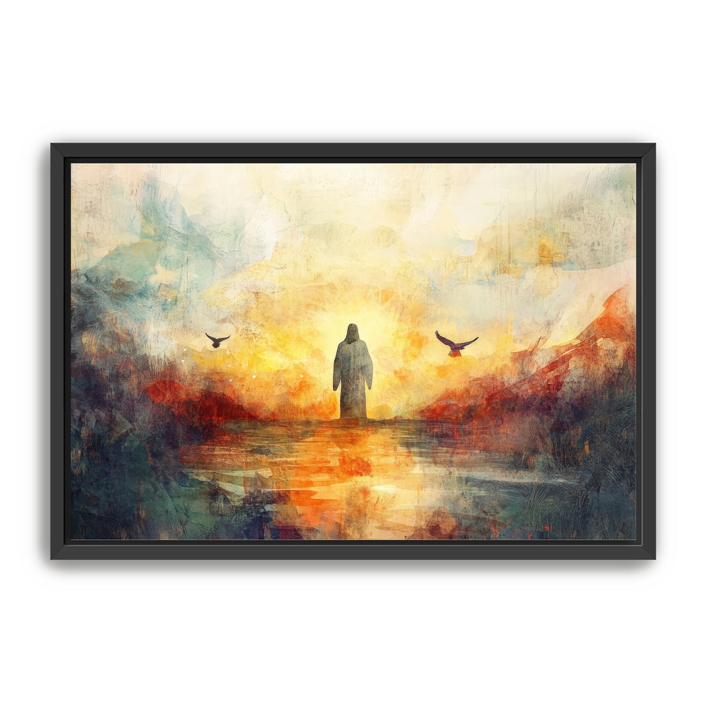 Jesus Water Color with Birds