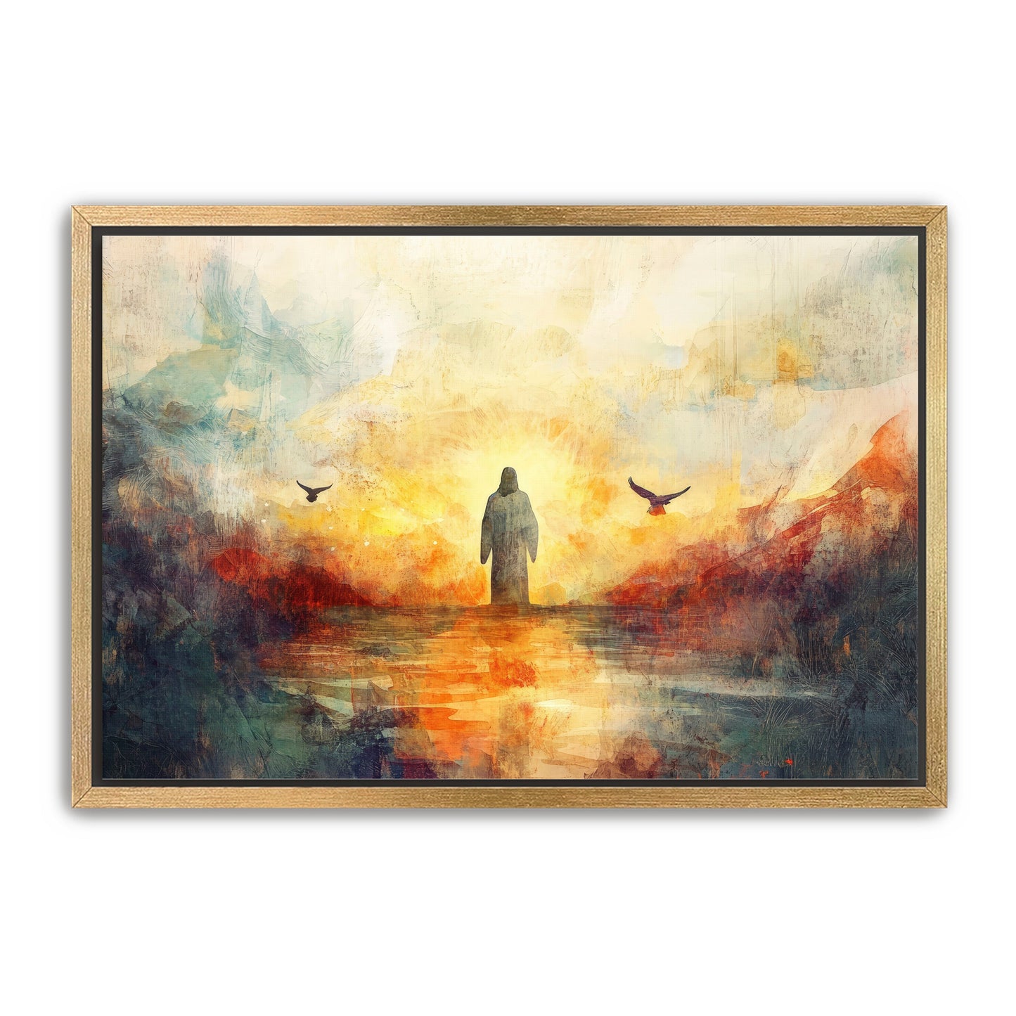 Jesus Water Color with Birds