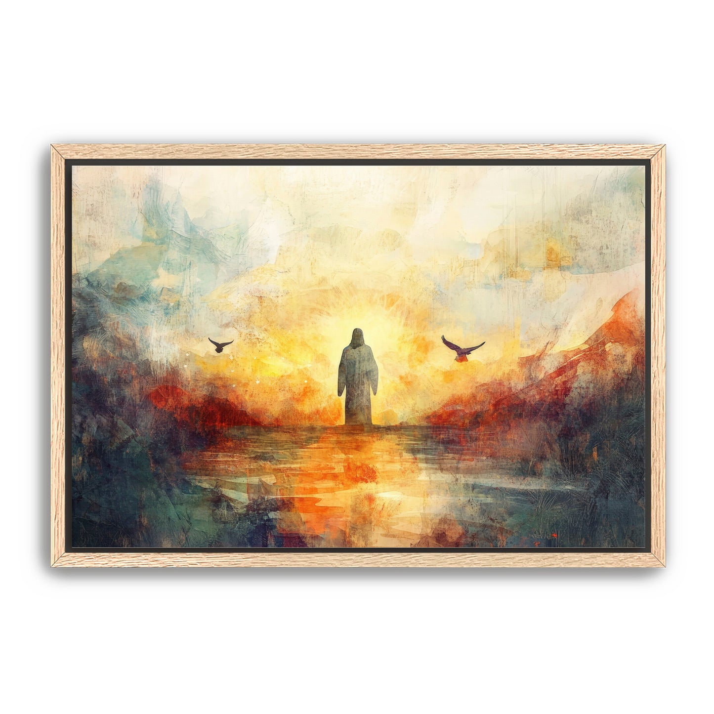 Jesus Water Color with Birds