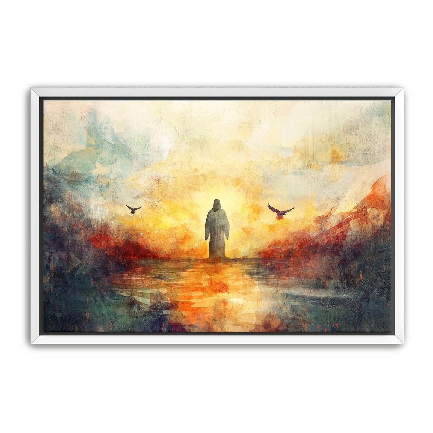 Jesus Water Color with Birds