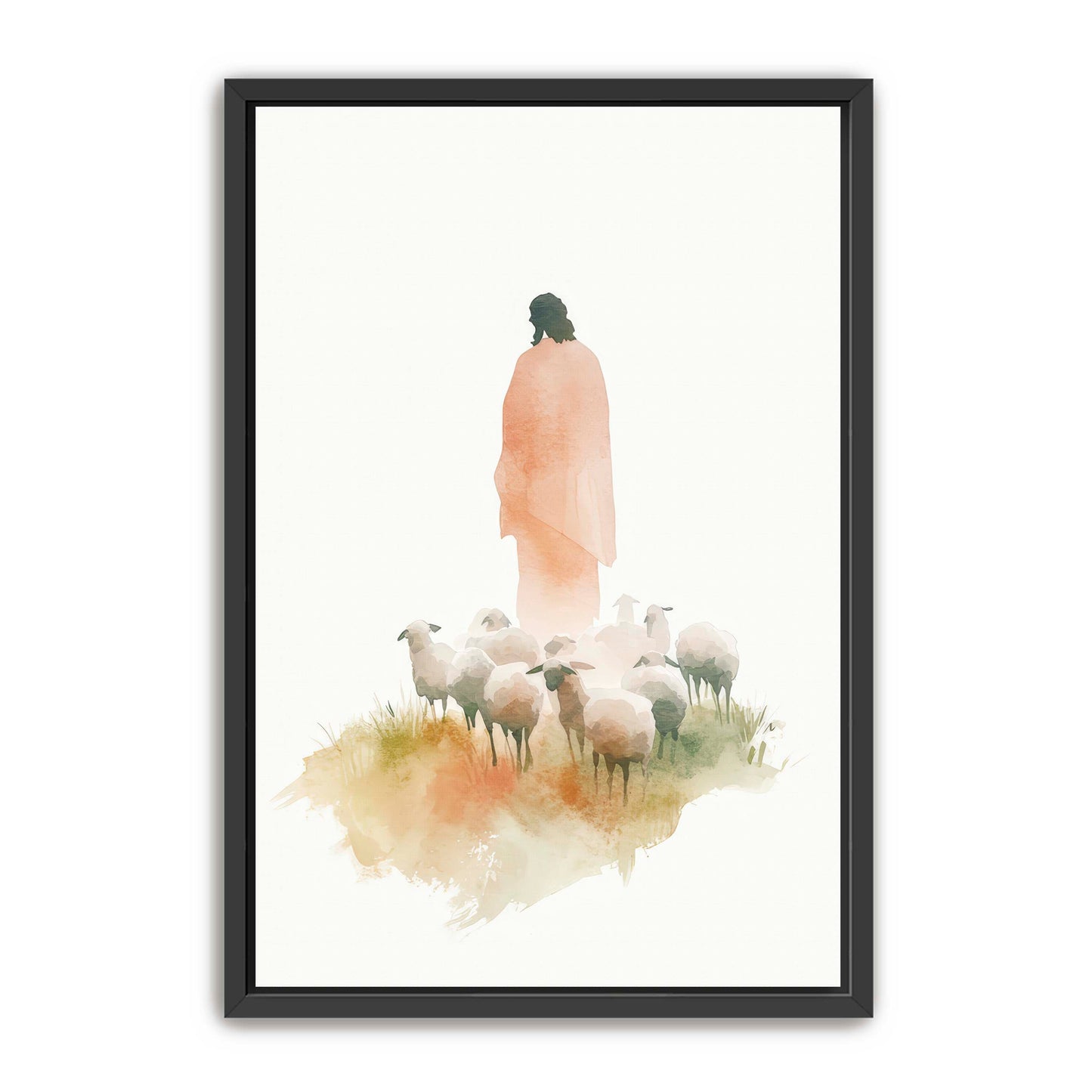 Jesus and Sheep Watercolor