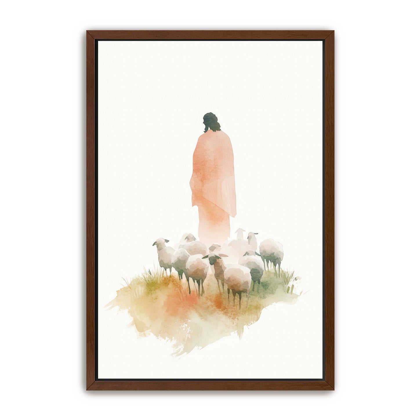Jesus and Sheep Watercolor
