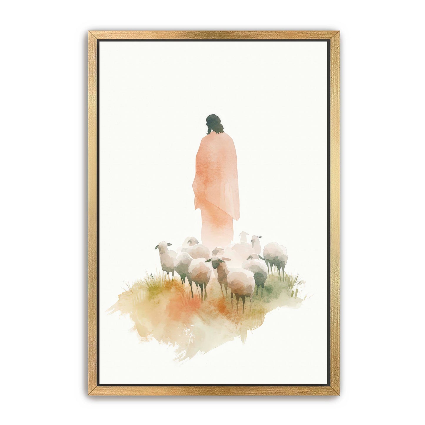 Jesus and Sheep Watercolor