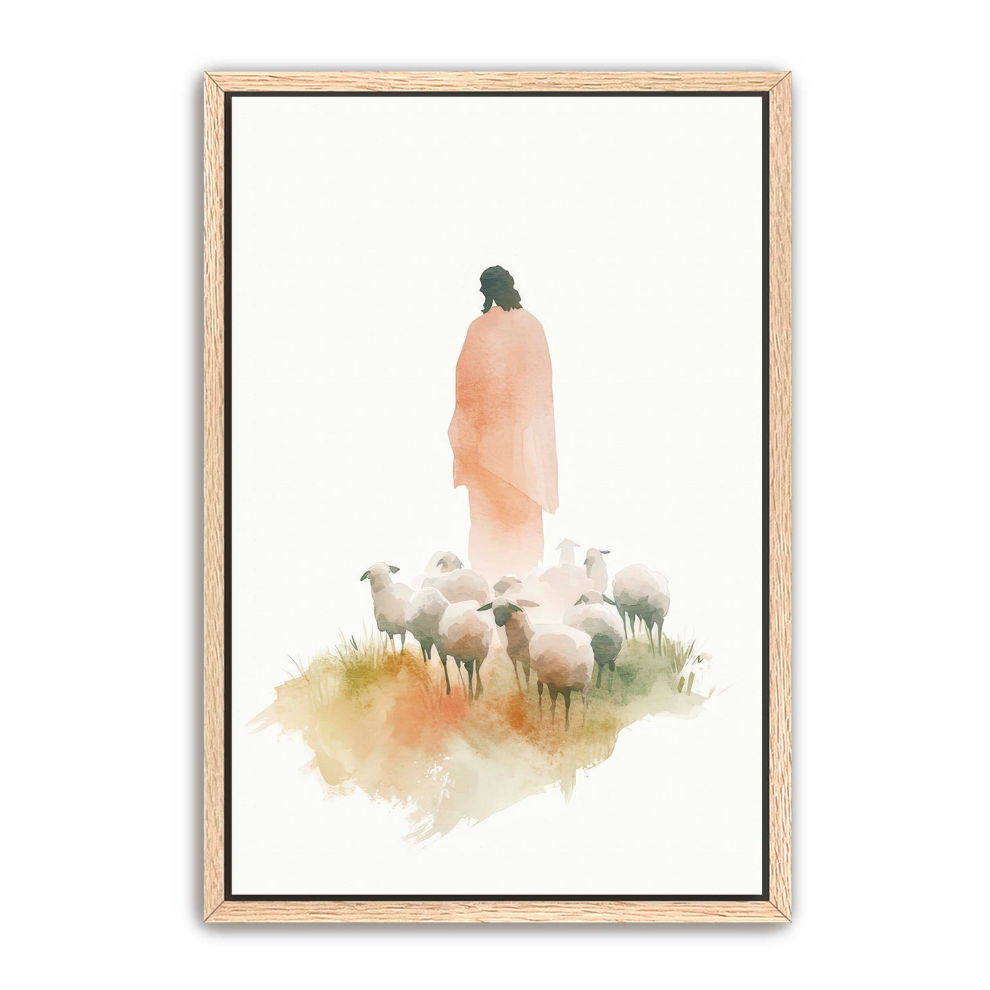 Jesus and Sheep Watercolor