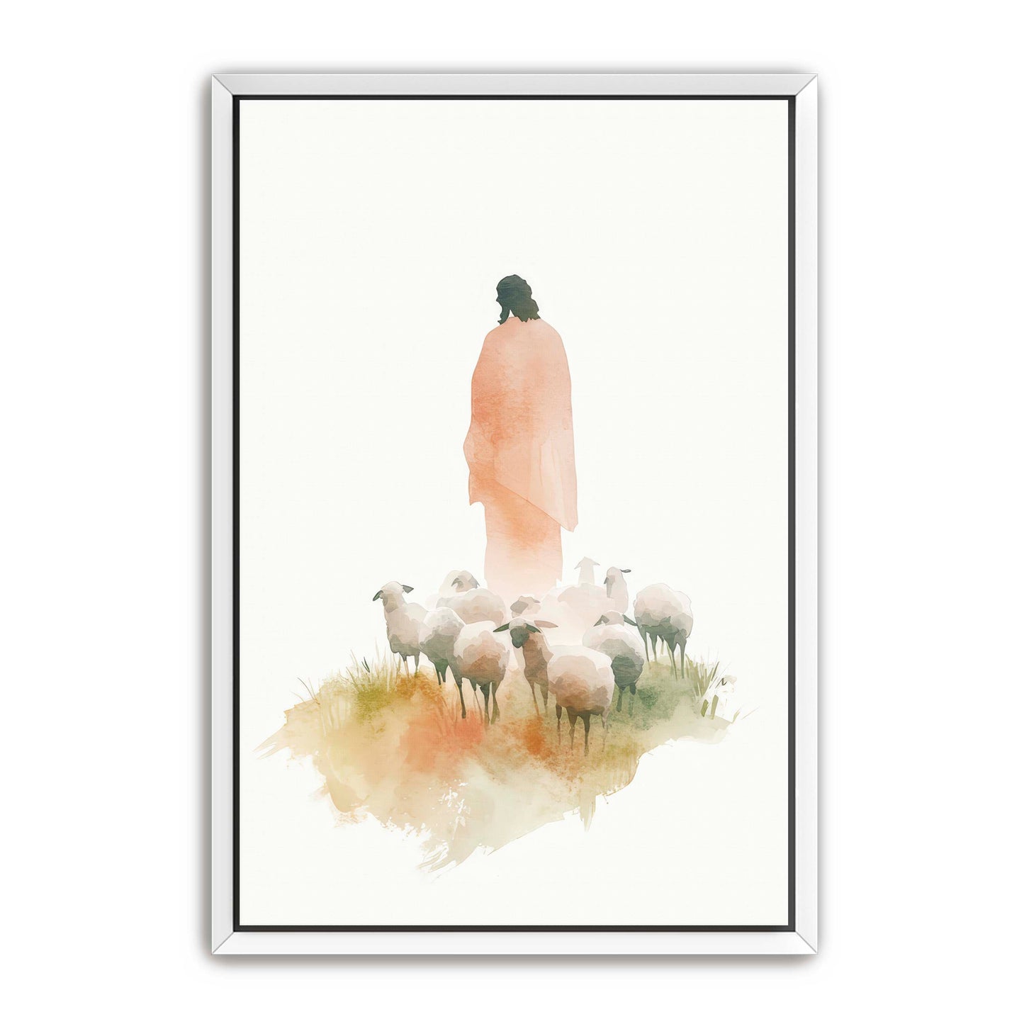 Jesus and Sheep Watercolor