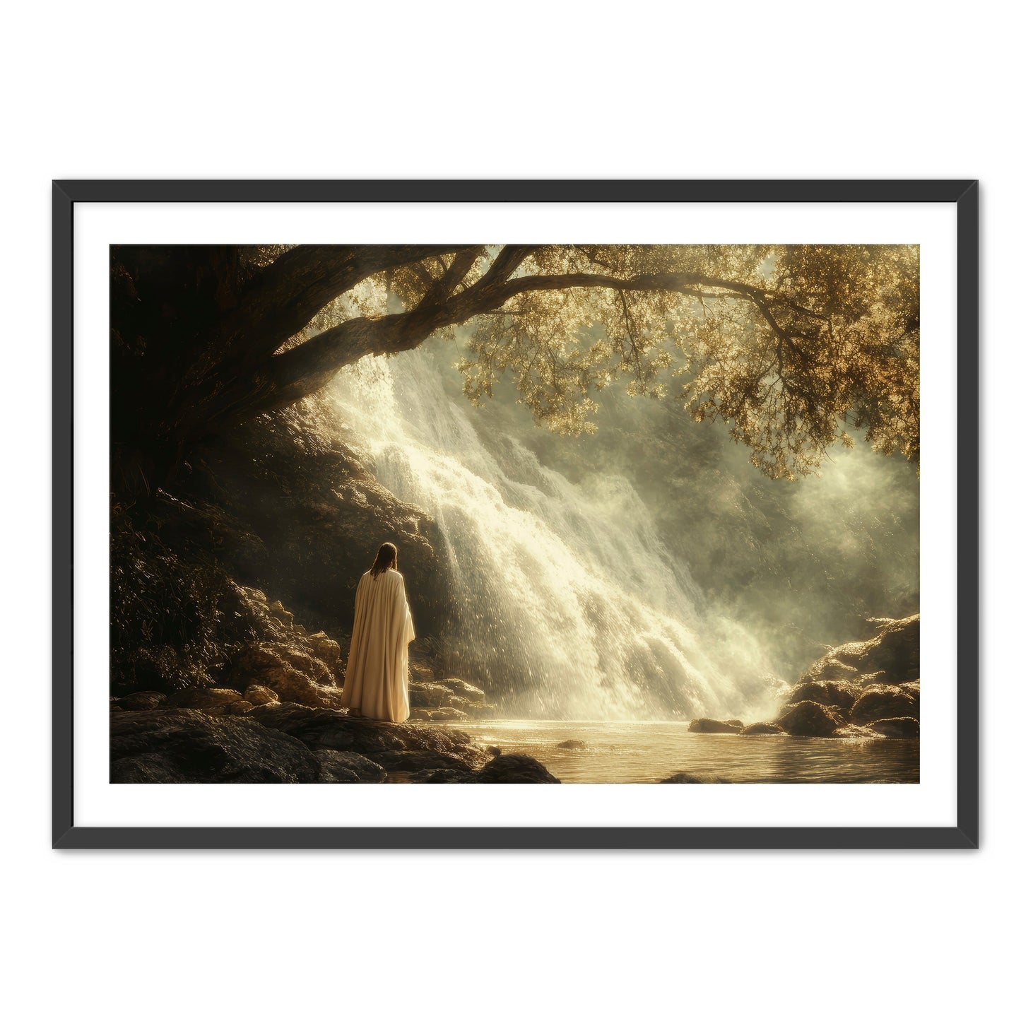Jesus by Waterfall